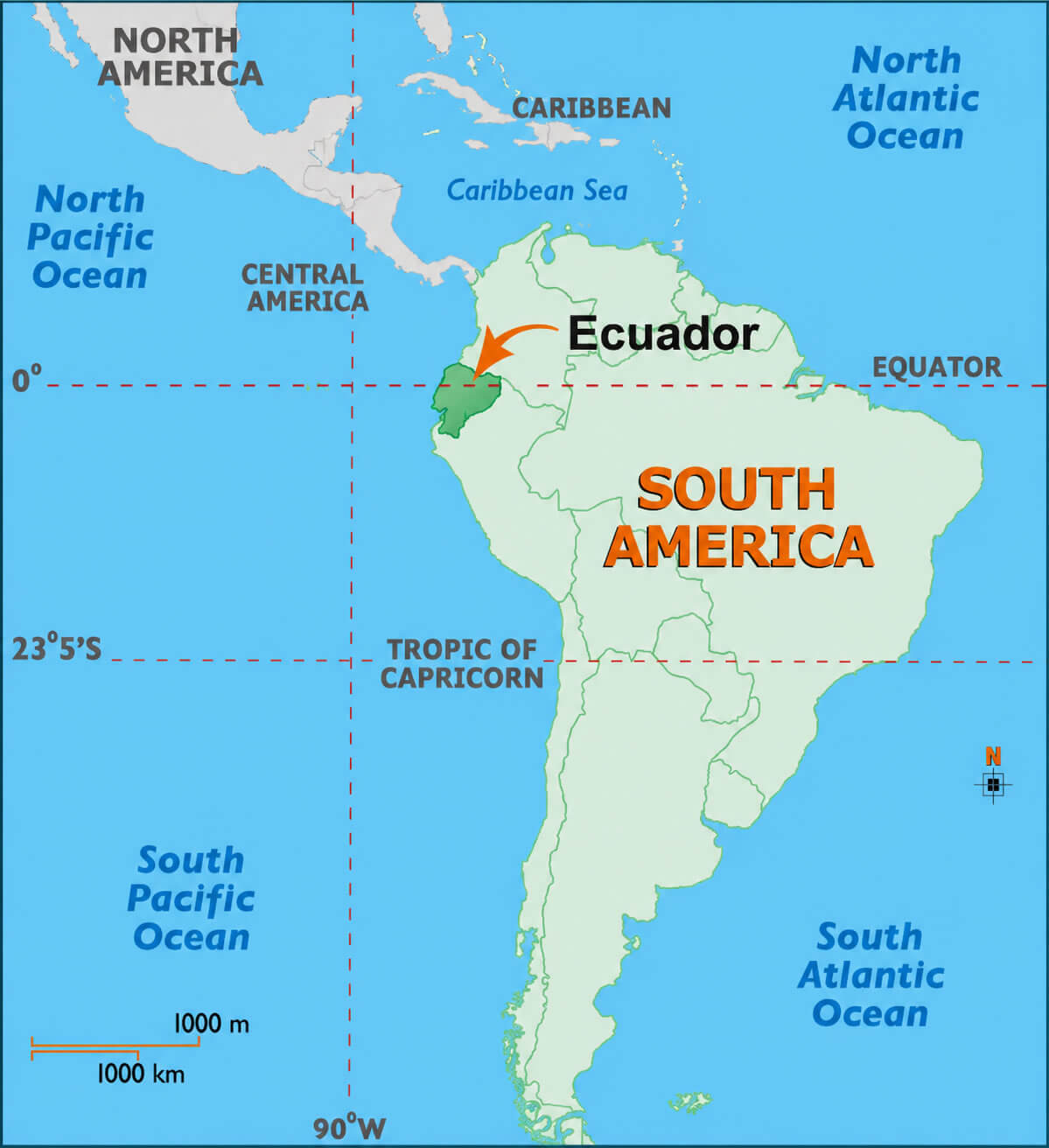 Ecuador location in South America map