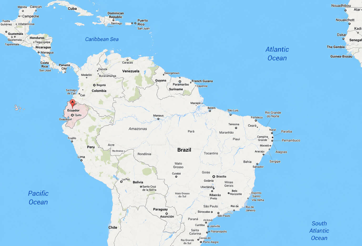 Ecuador on South America map