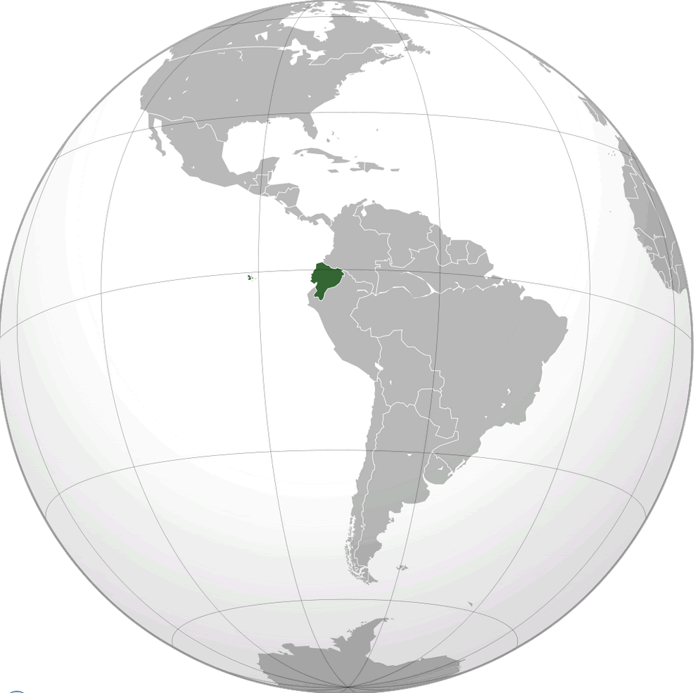 Ecuador on World Globe map