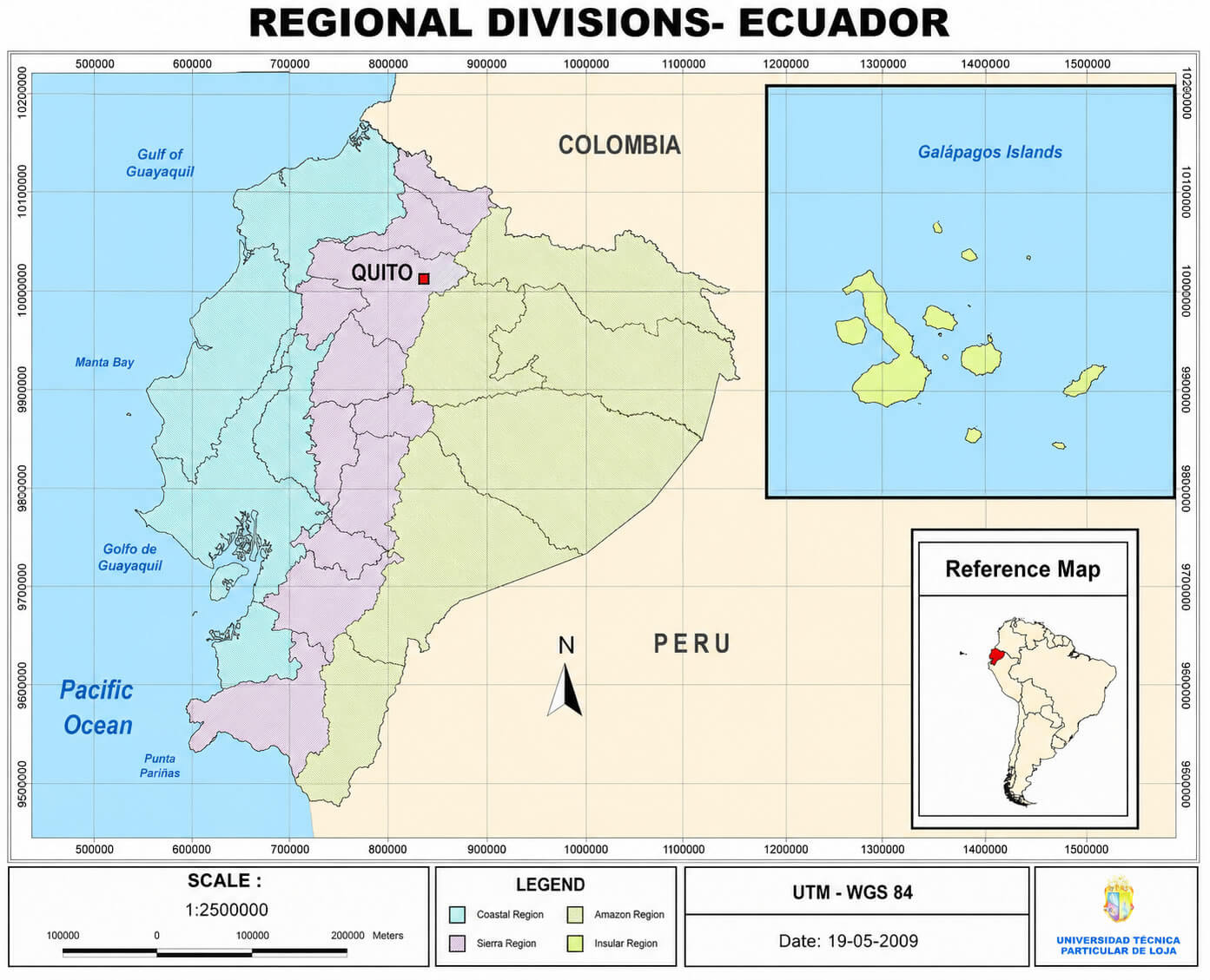 Ecuador regional divisions map