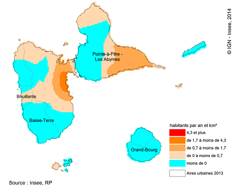 Guadeloupe population map