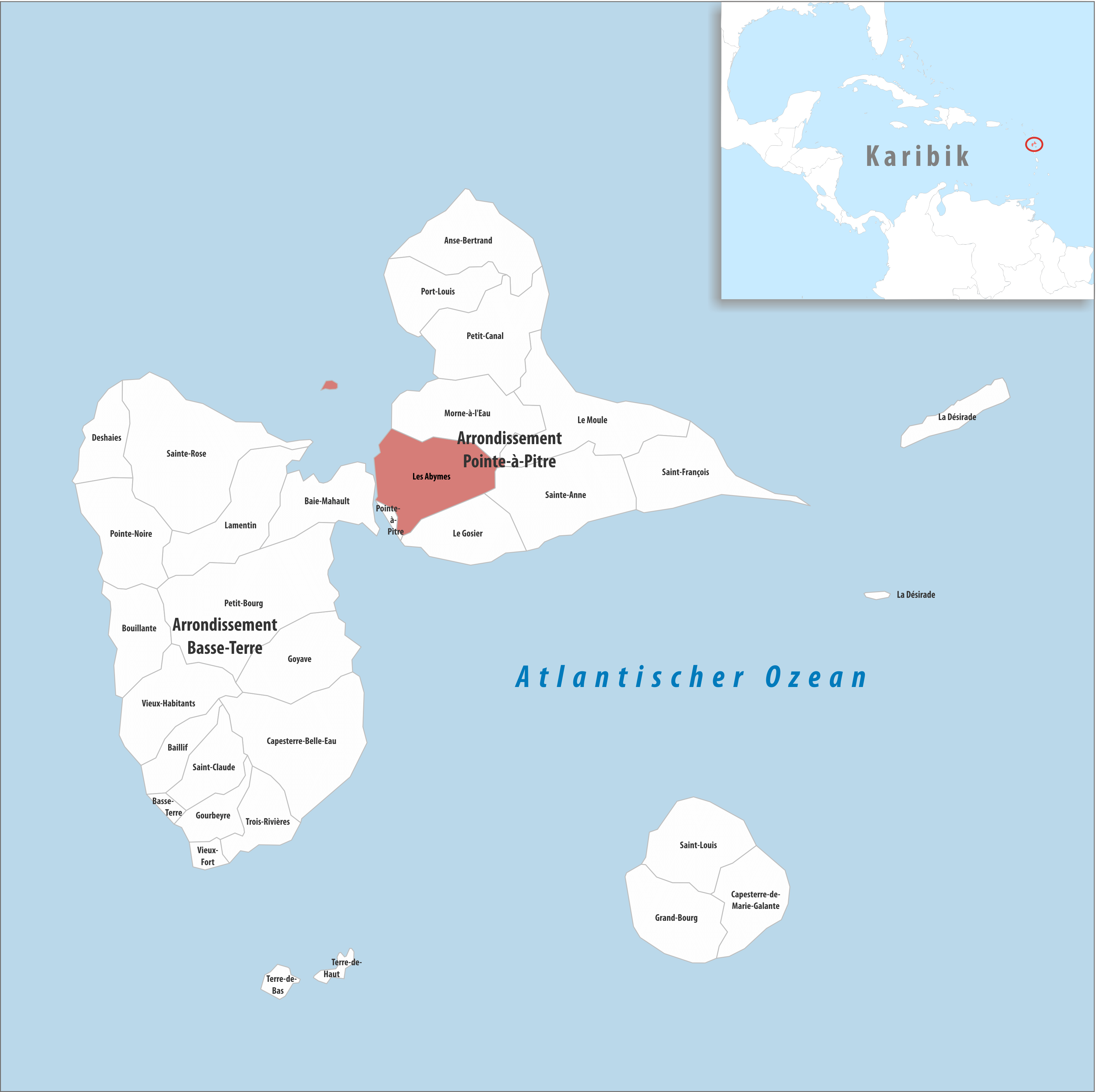Locator map of les Abymes
