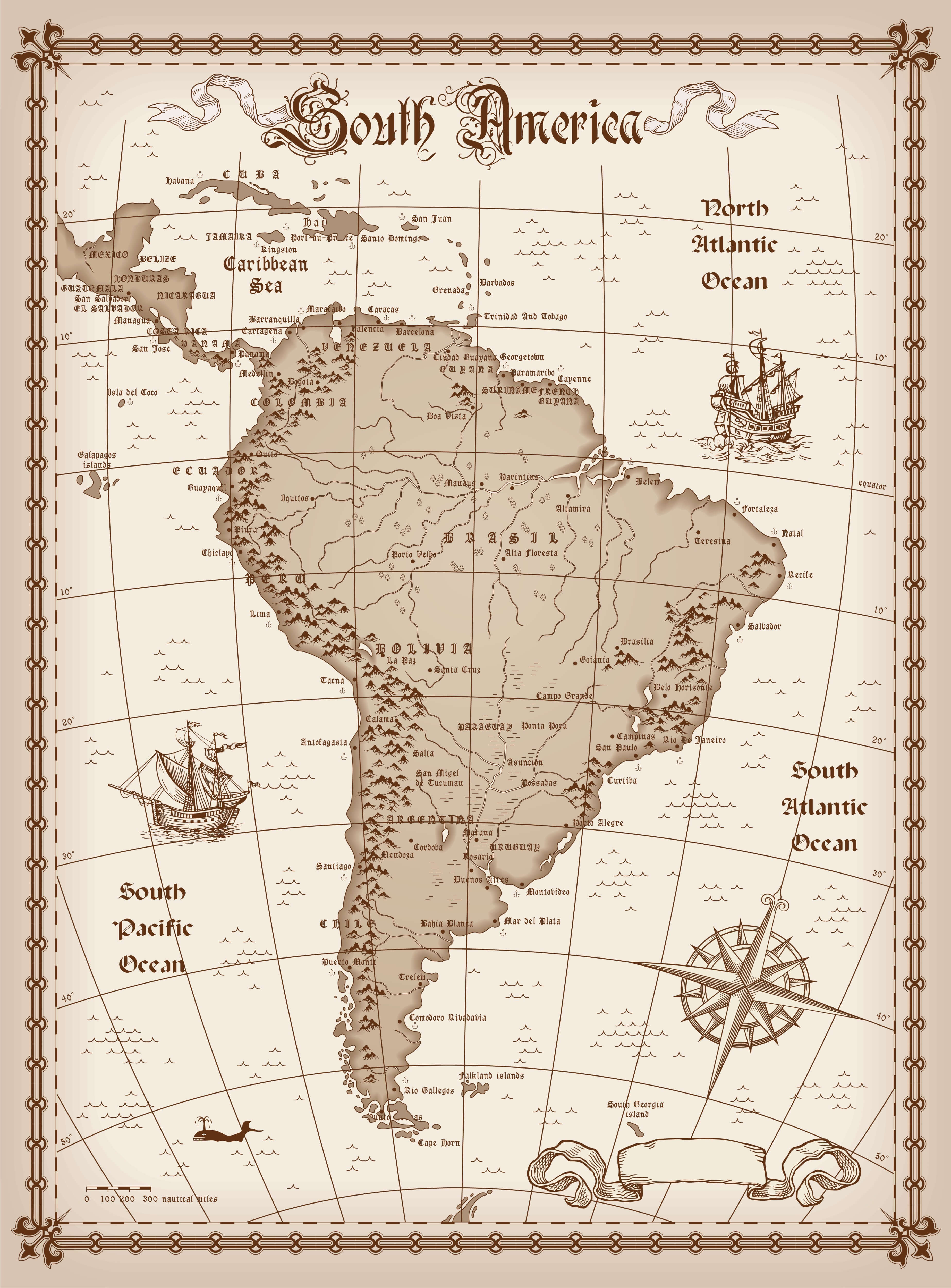 South America High-Resolution Map 32 High-resolution South America history map