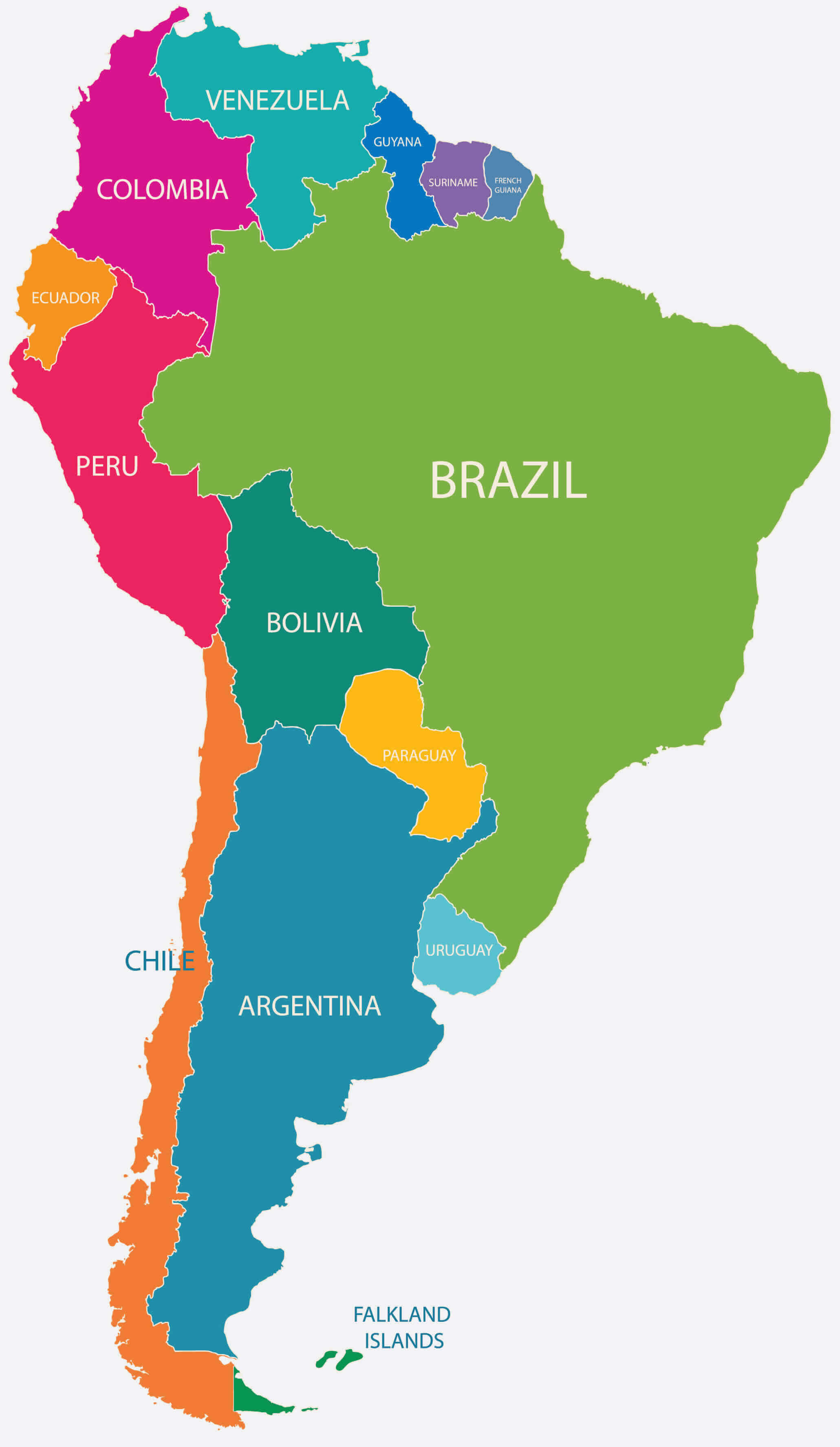 South America countries borders map