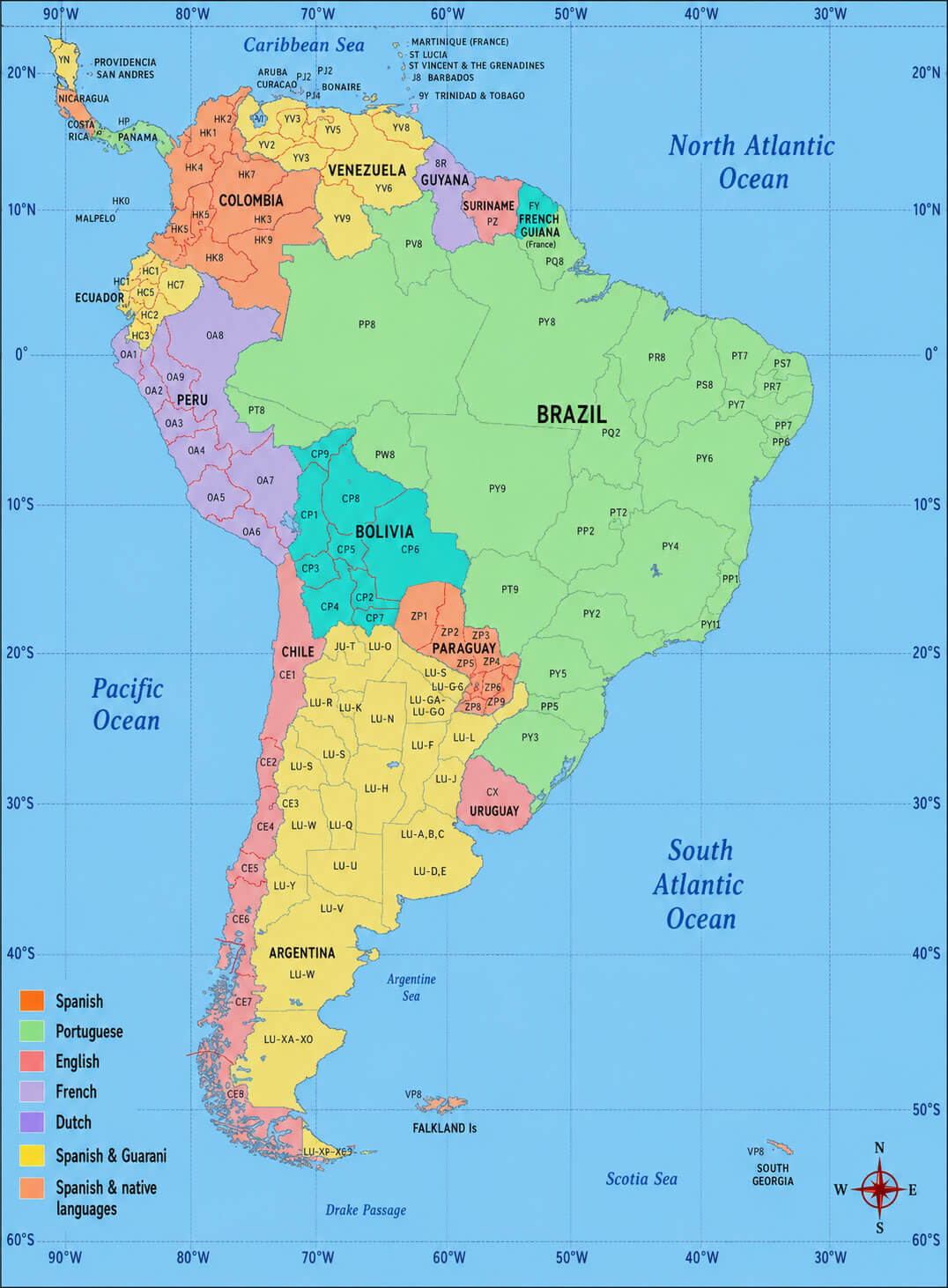 South America country boundaries map
