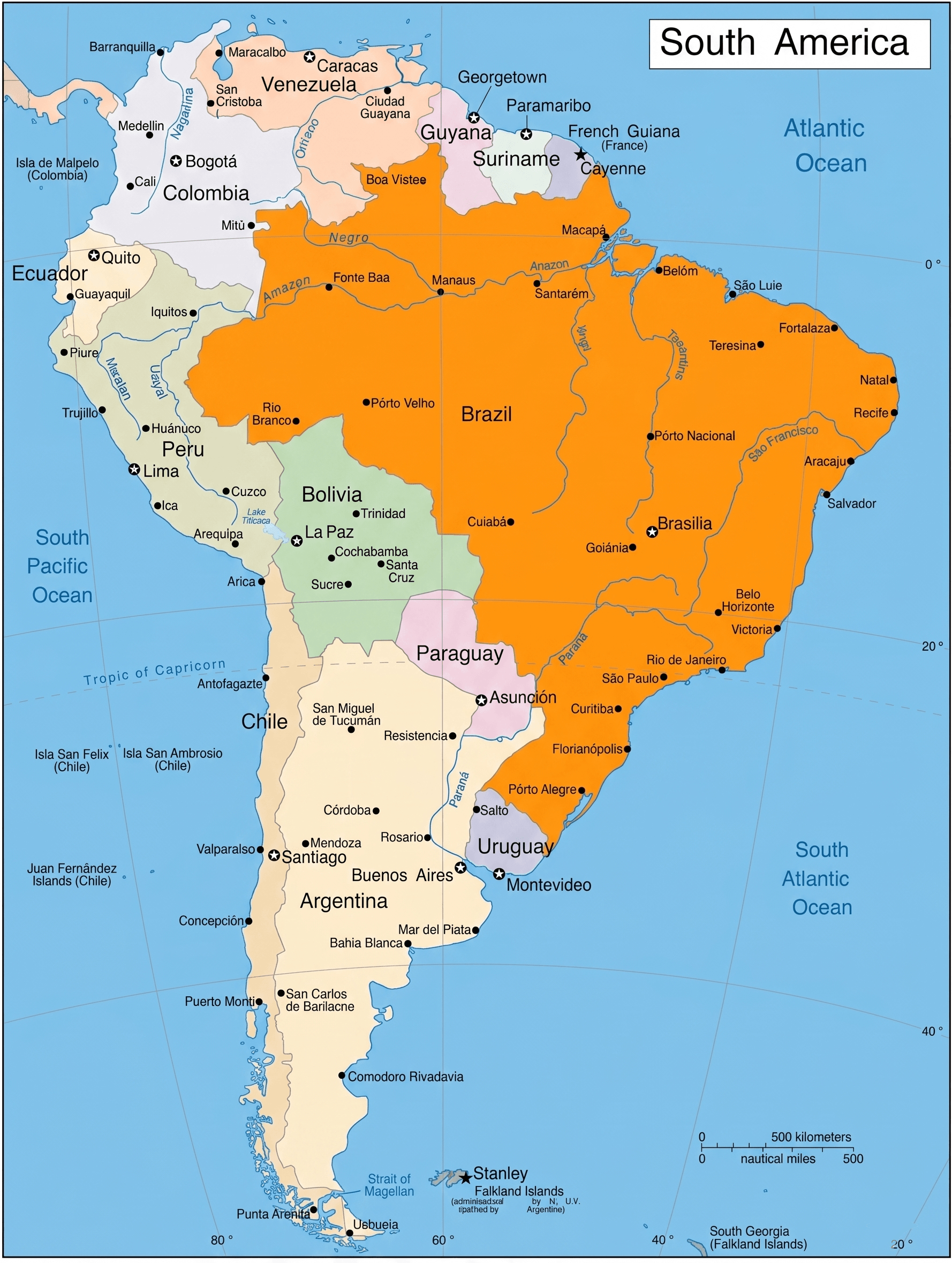 South America country map