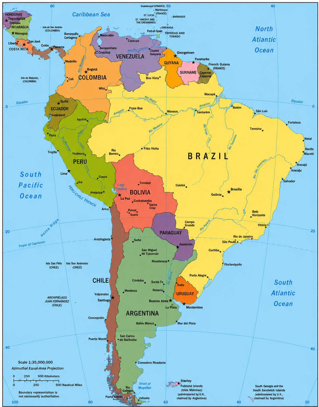 South America political map 1995