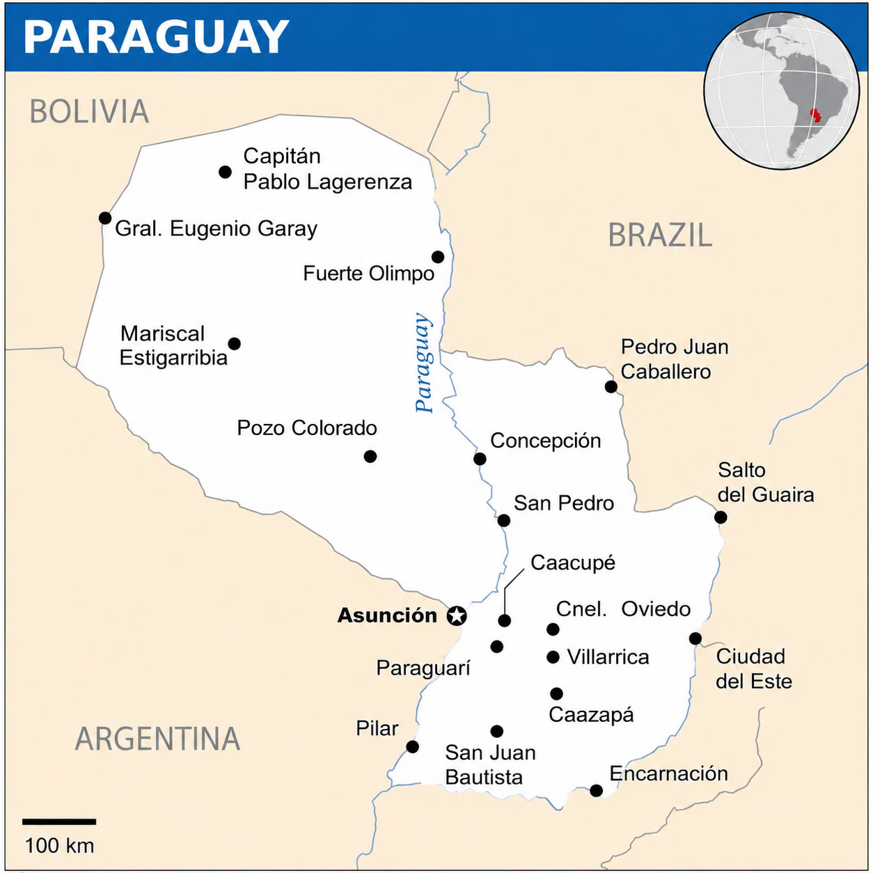 Paraguay cities map