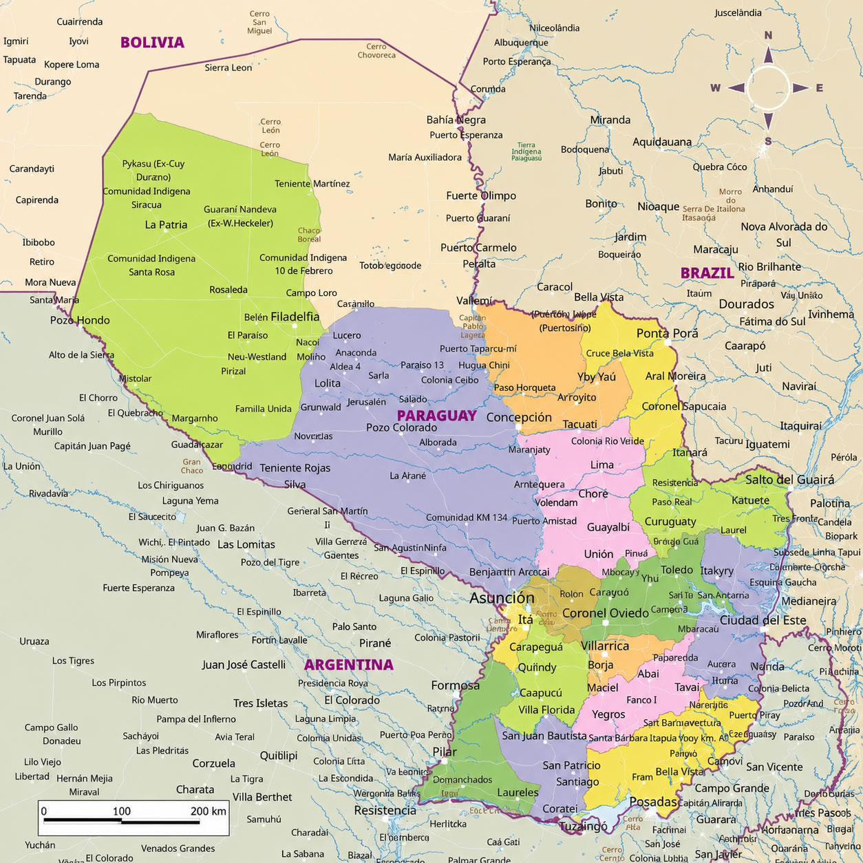 Paraguay regional administrative map