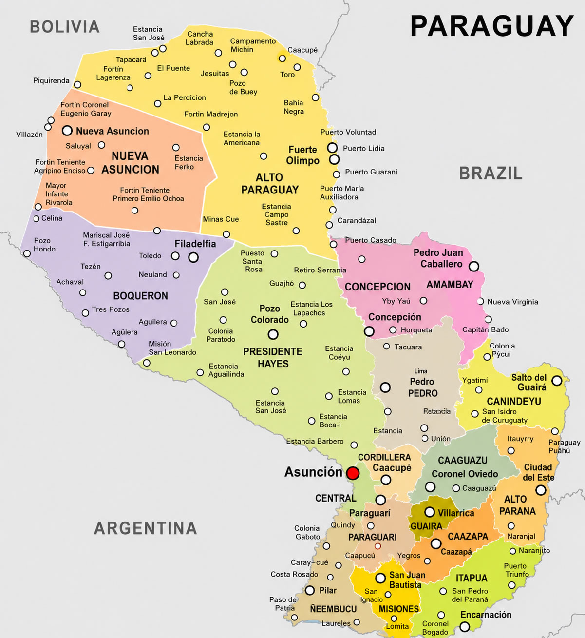 Paraguay administrative divisions map