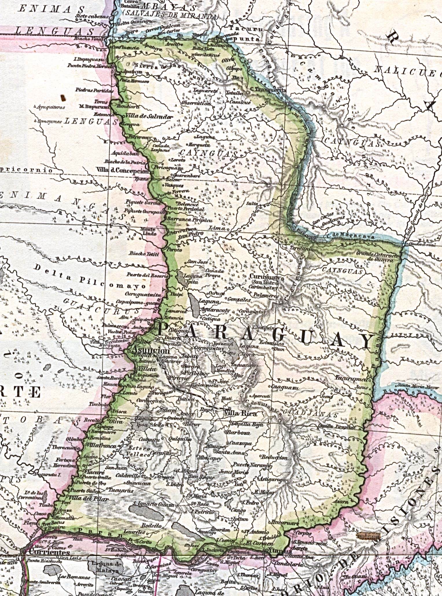 Paraguay antique map 1875