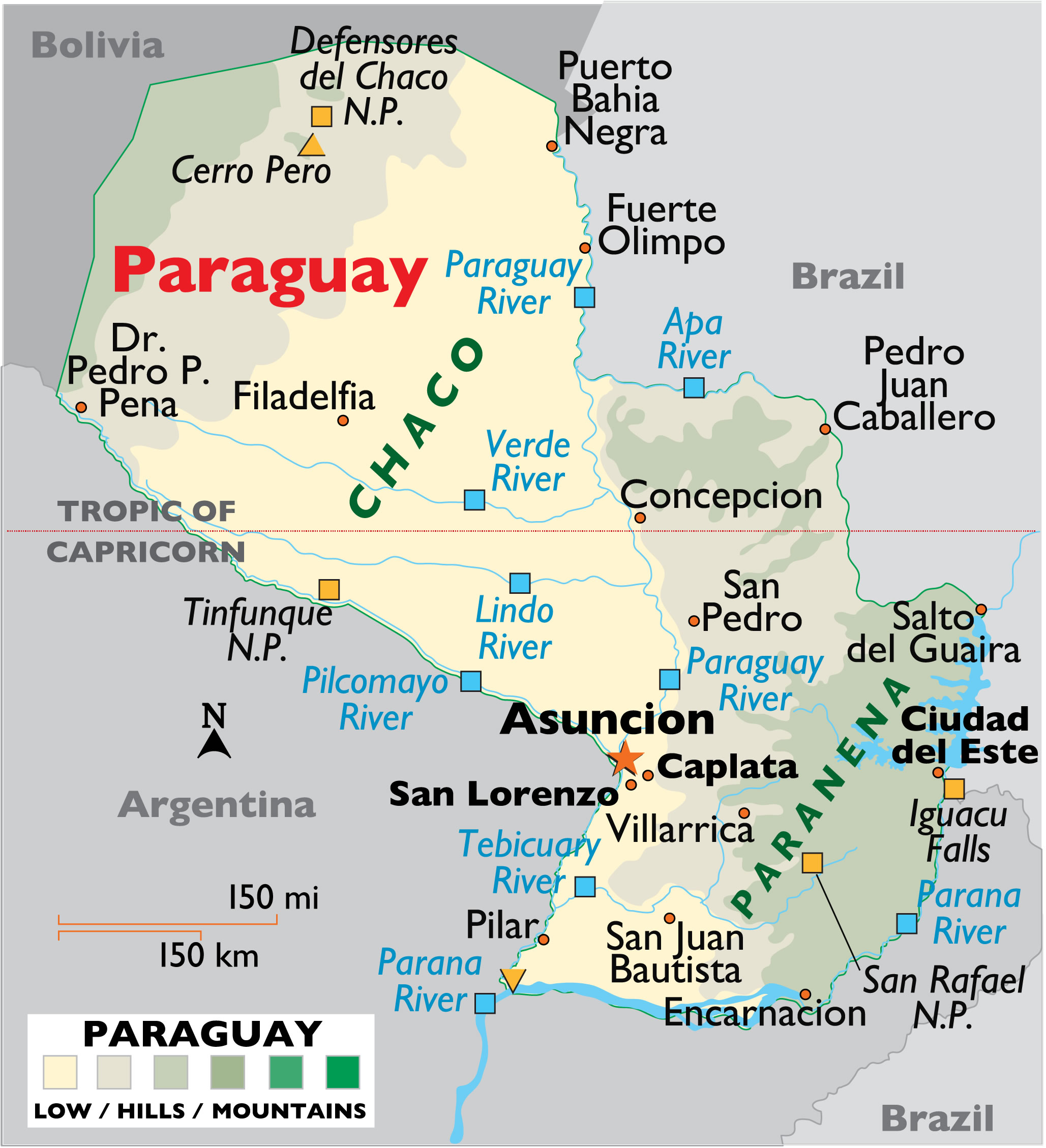 Paraguay elevation map