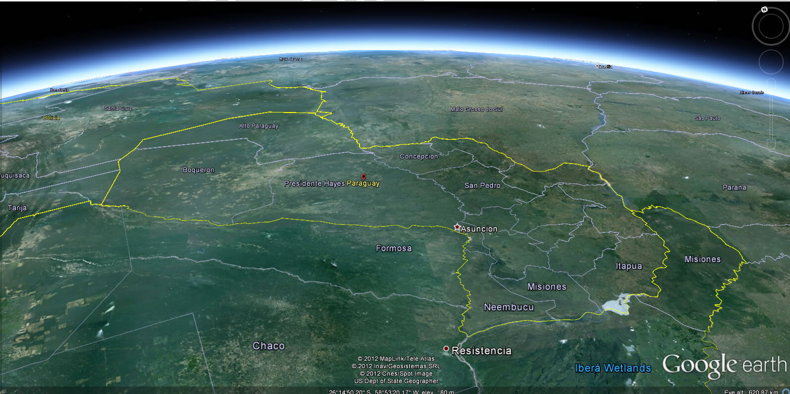 Paraguay Google earth map