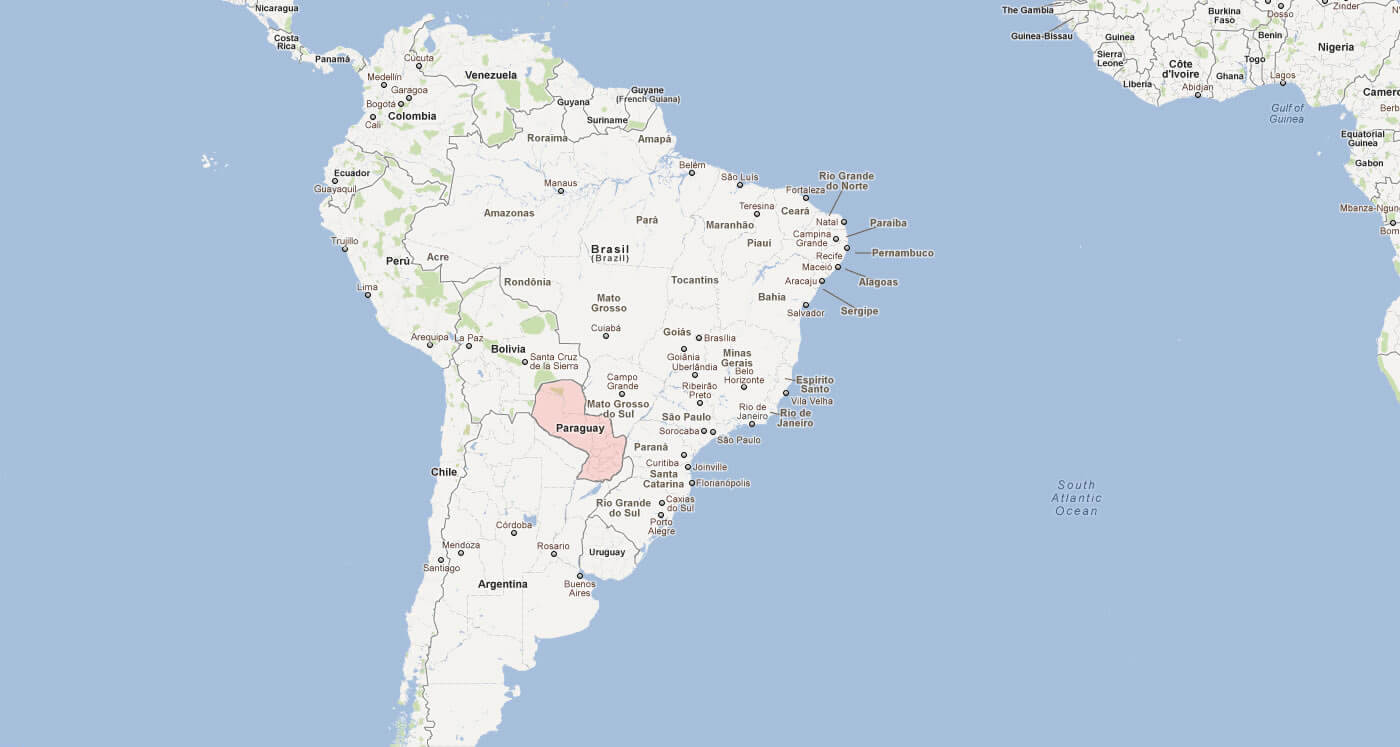Paraguay in South America map