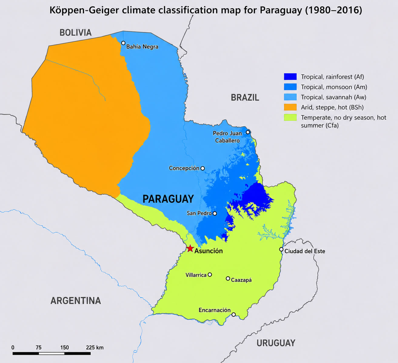 Paraguay koppen climate map