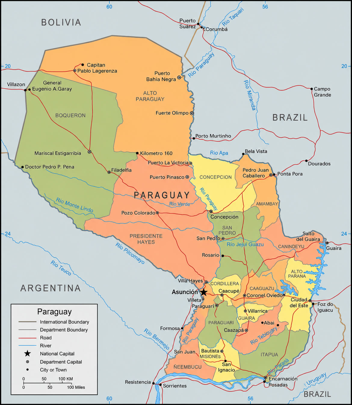 Paraguay political map