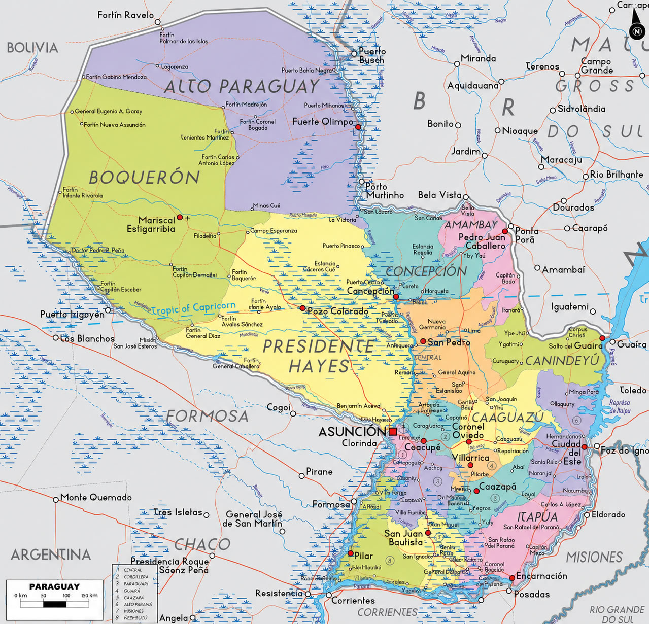 Paraguay provinces map