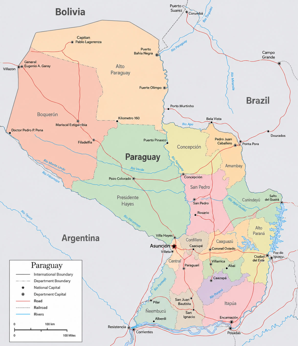 Paraguay regions map