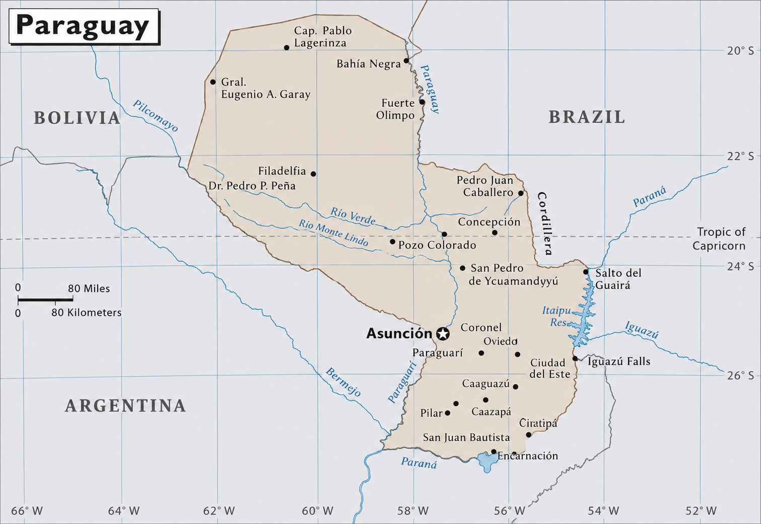 Paraguay rivers map