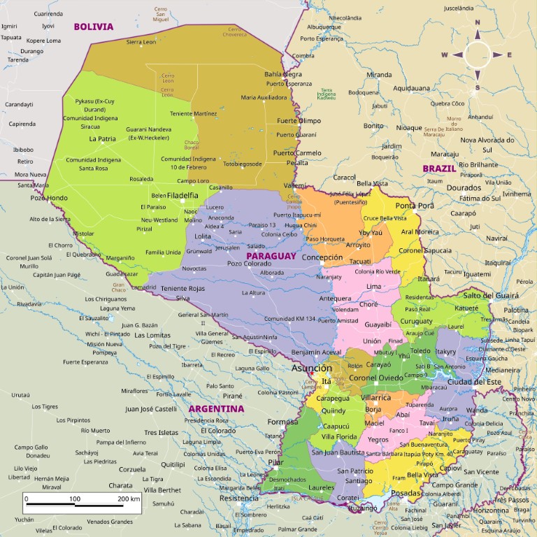 Paraguay vector region map