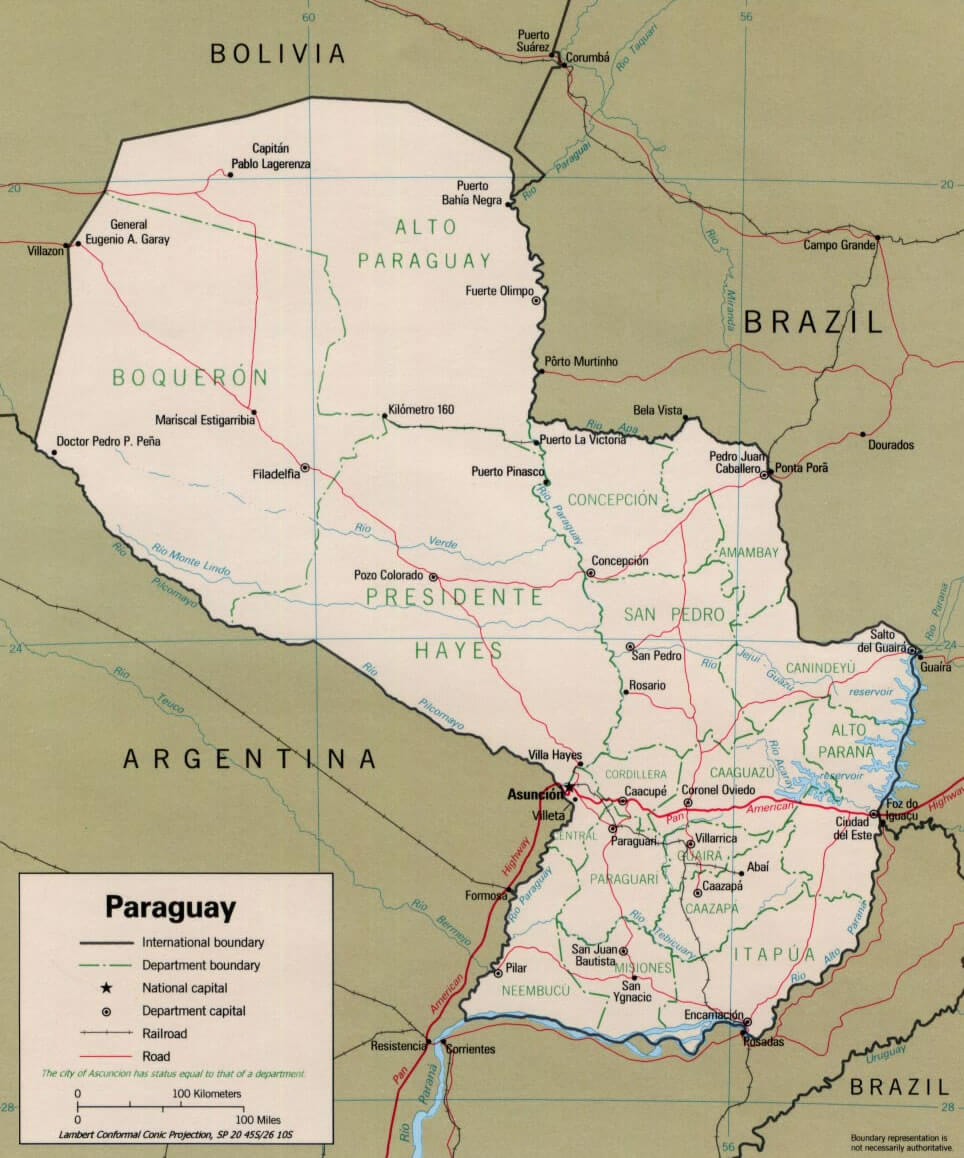 Paraguay political map 1998