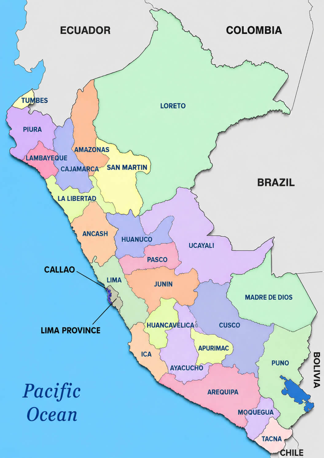 Peru administrative regions map