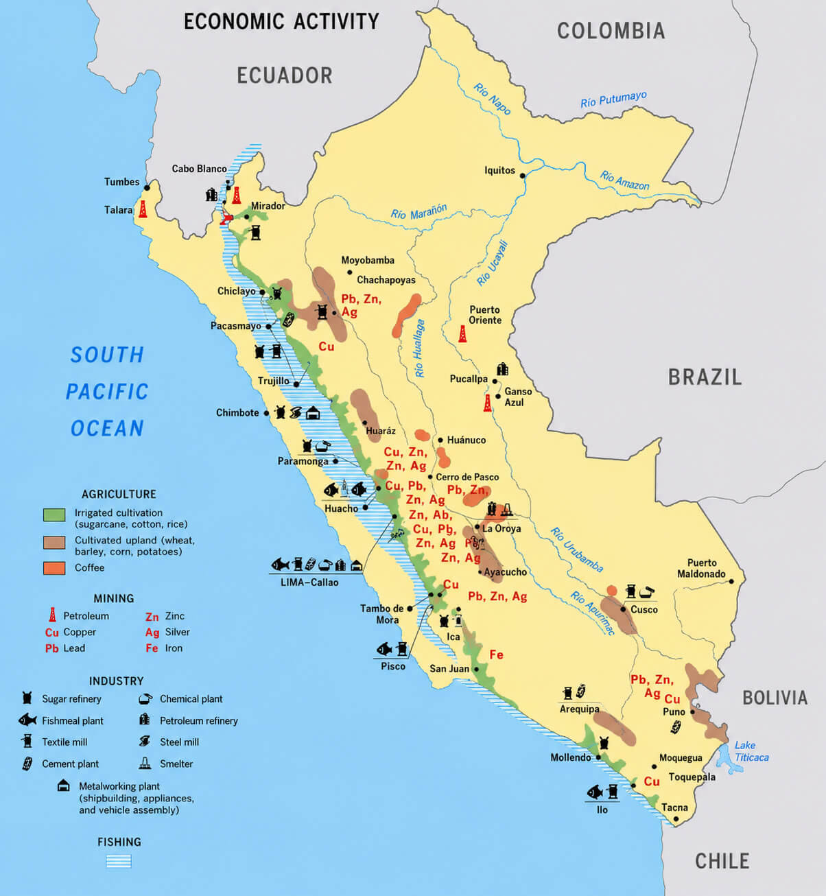 Peru mineral resources map