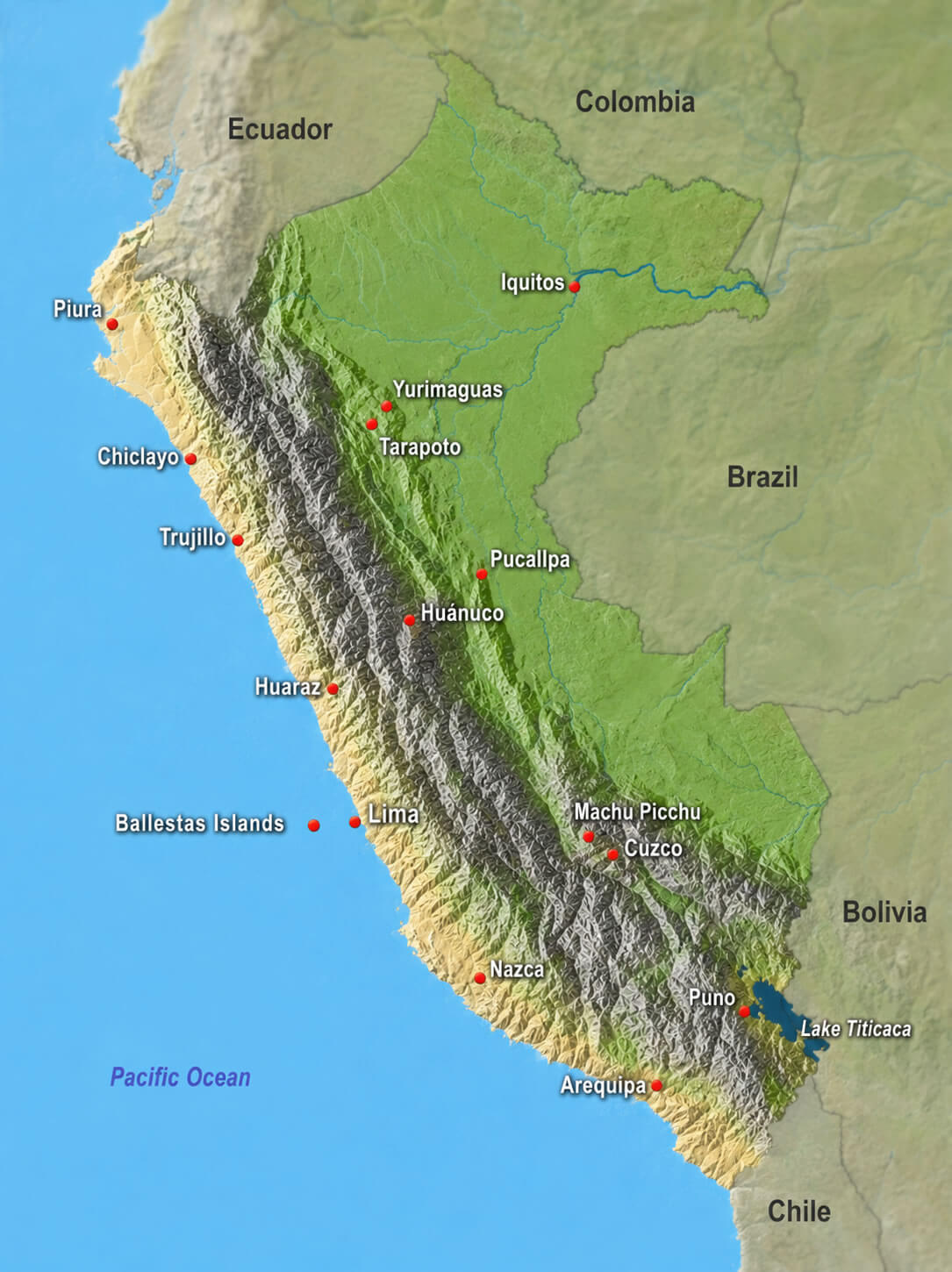 Peru relief map