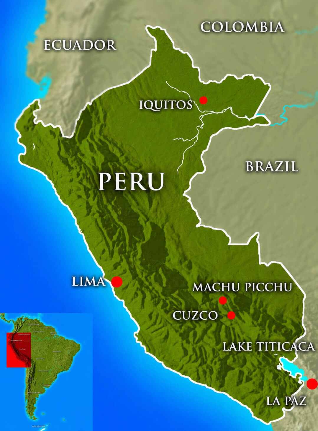 Peru tourism destinations map