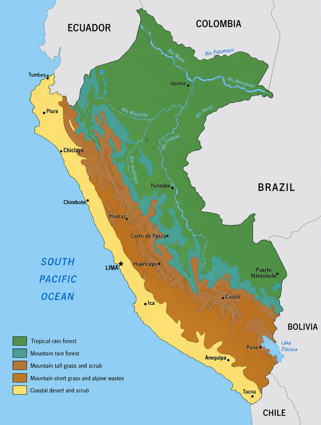 Peru landforms map