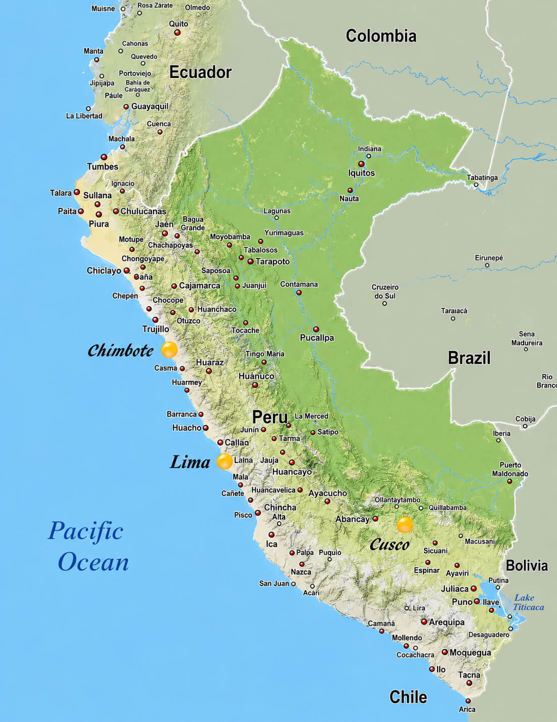 Peru physical map