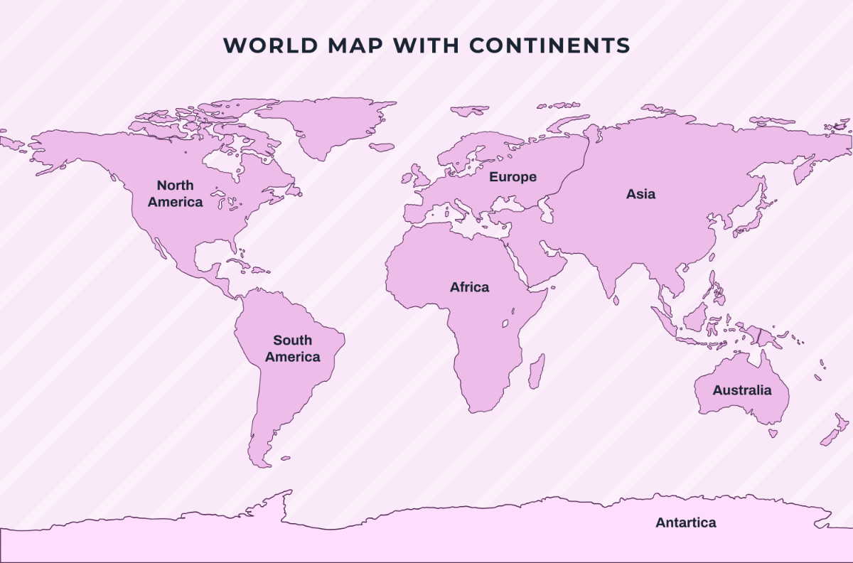 Printable World map and South America