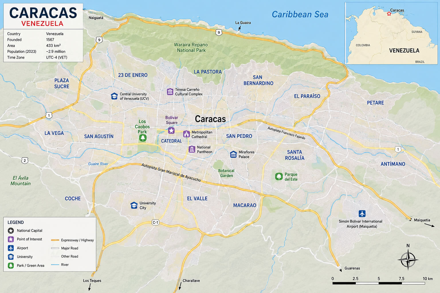 Caracas city map