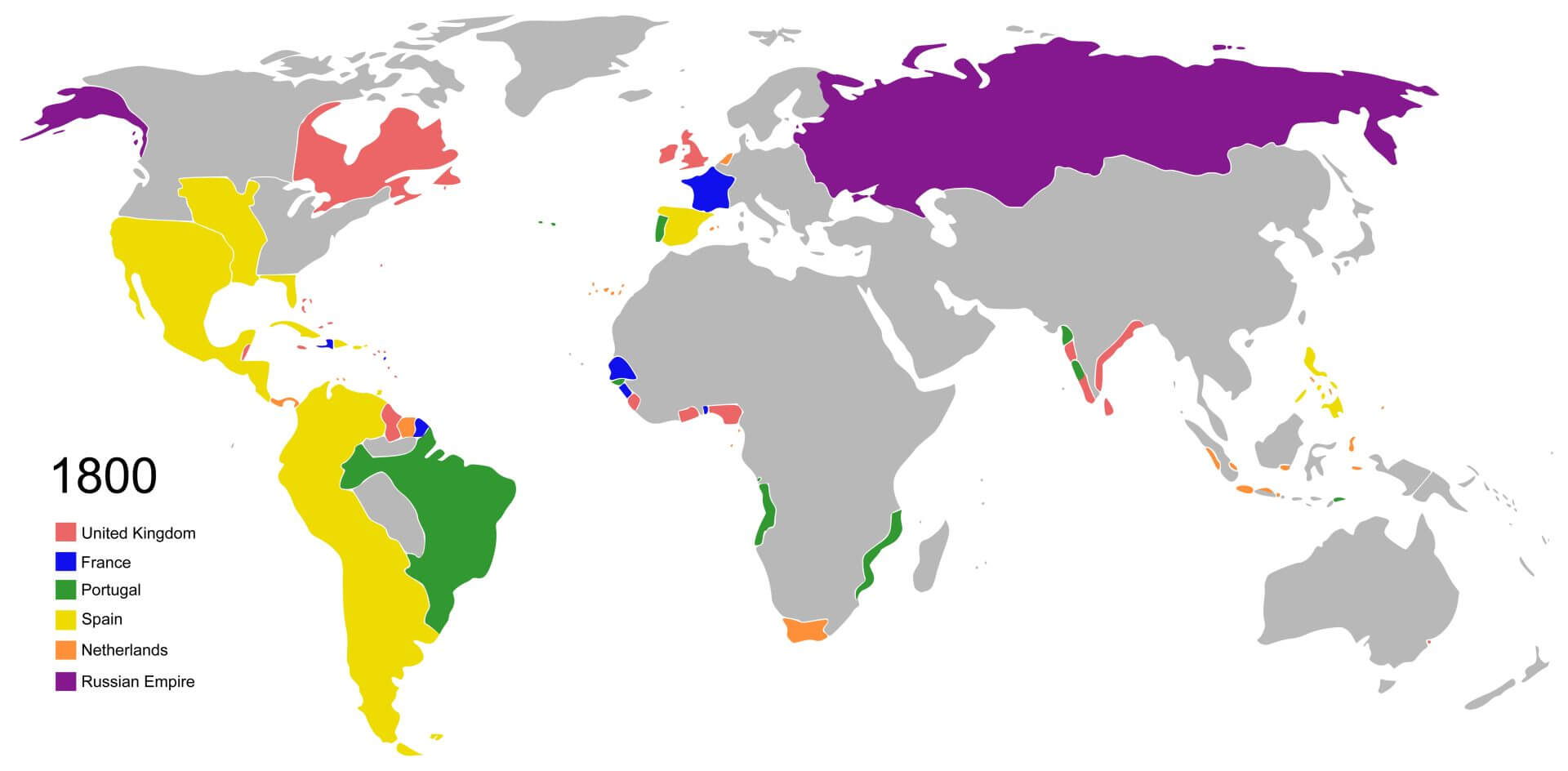 World Blank colonial map 1800