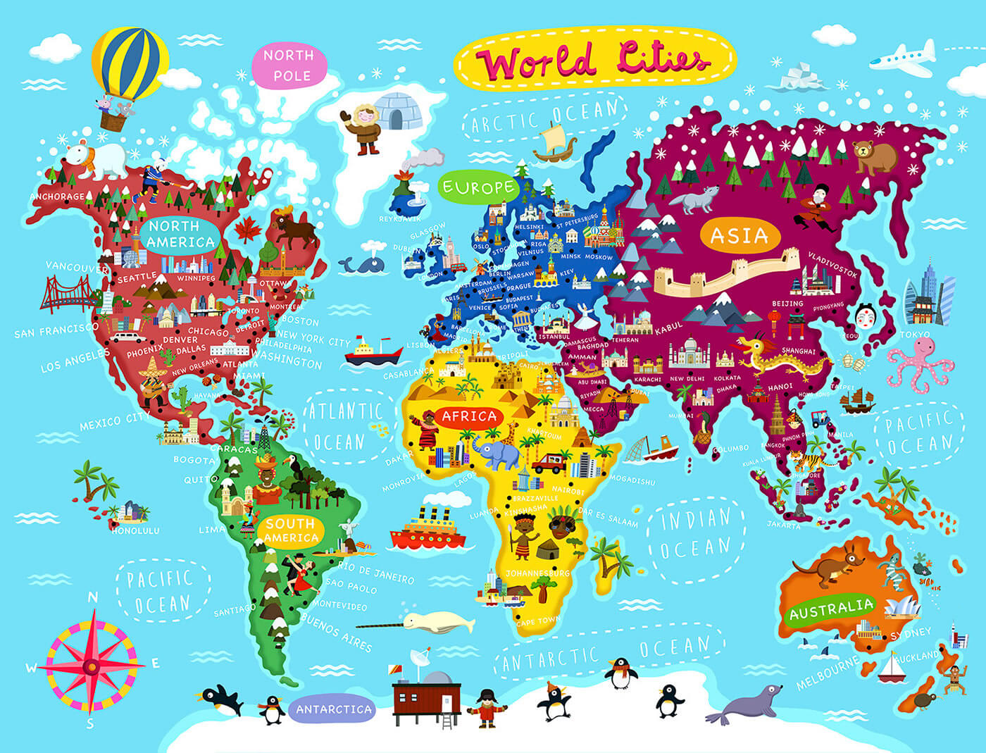 World destination cities map