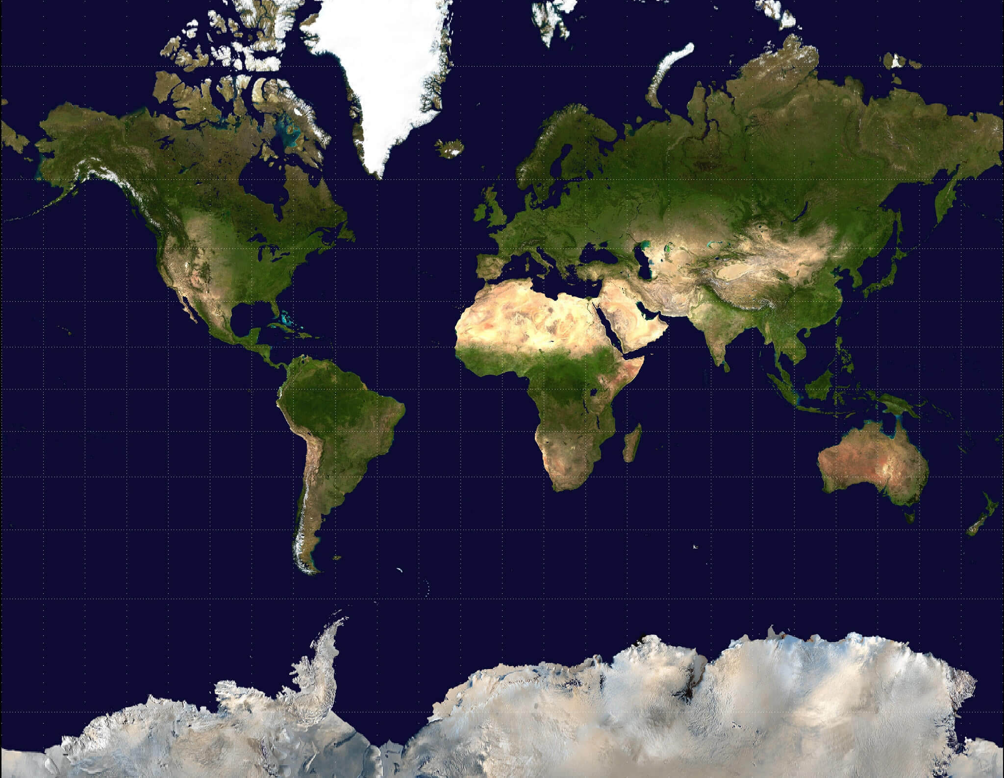 Blank World satellite map