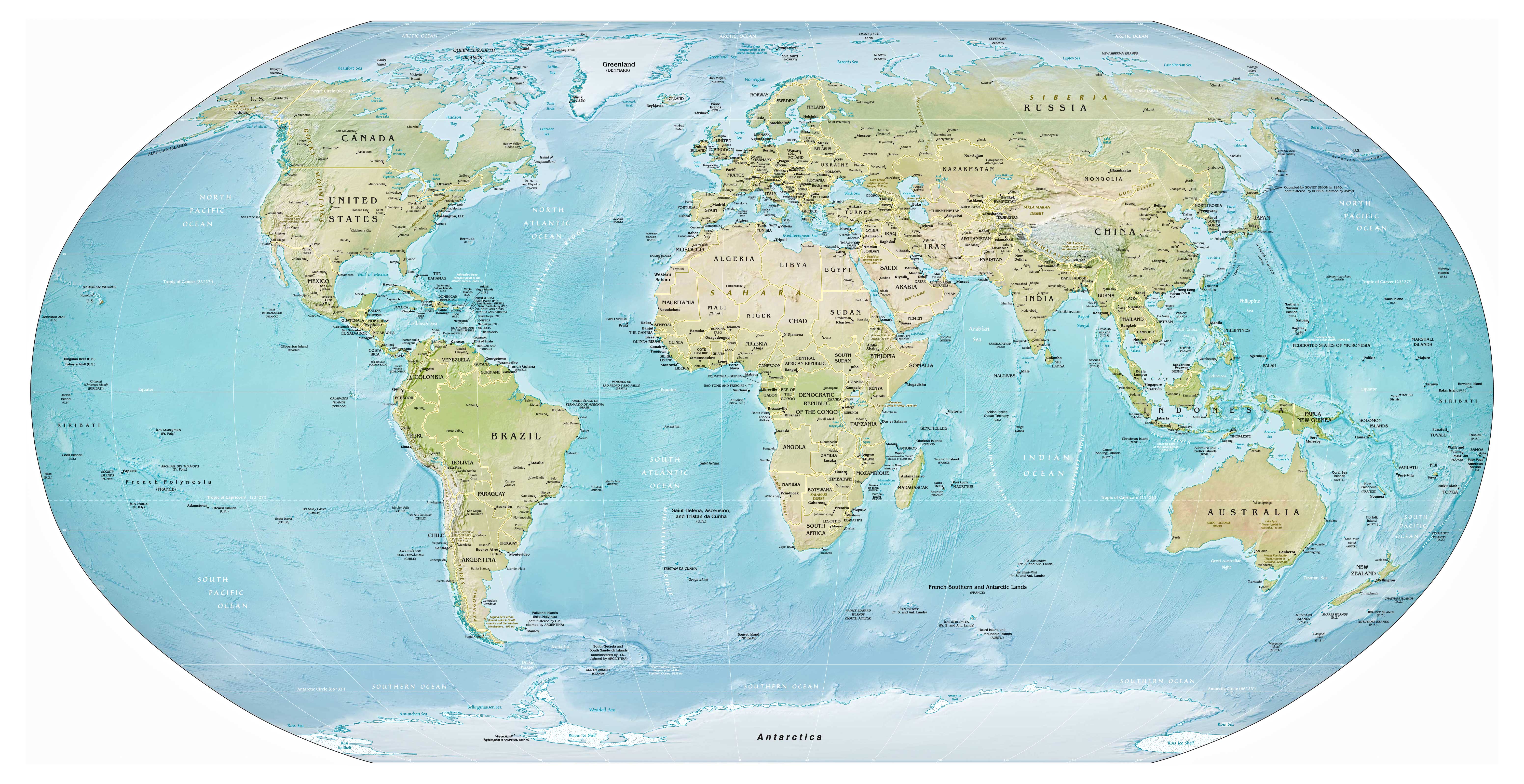 CIA physical World map