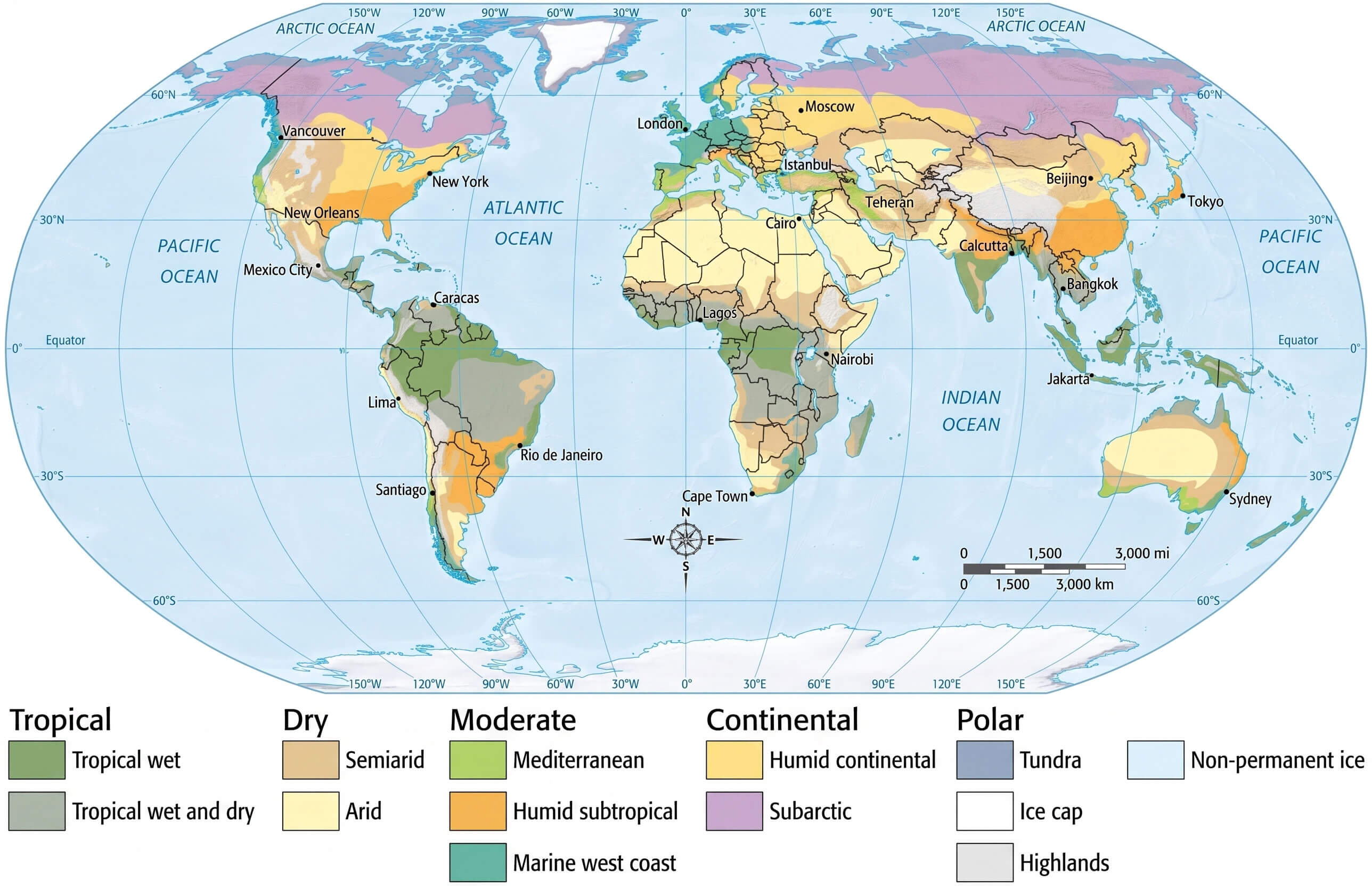 Climate zones of the World map