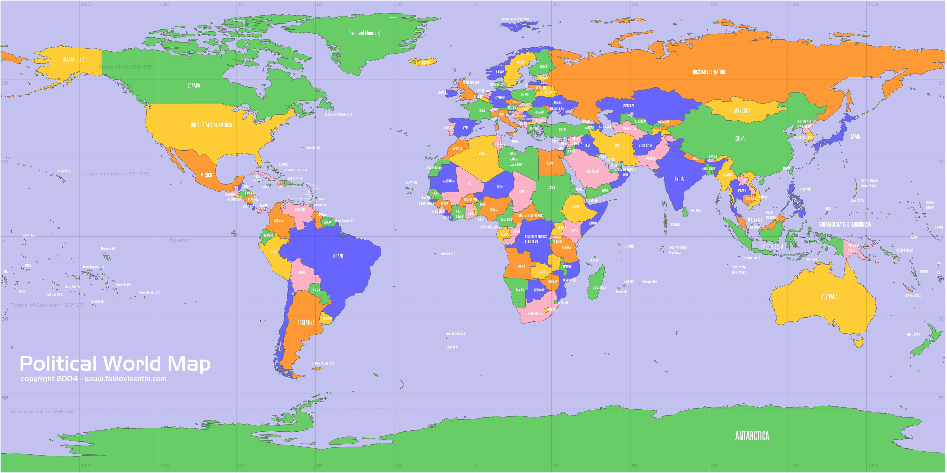 Colorful political World map