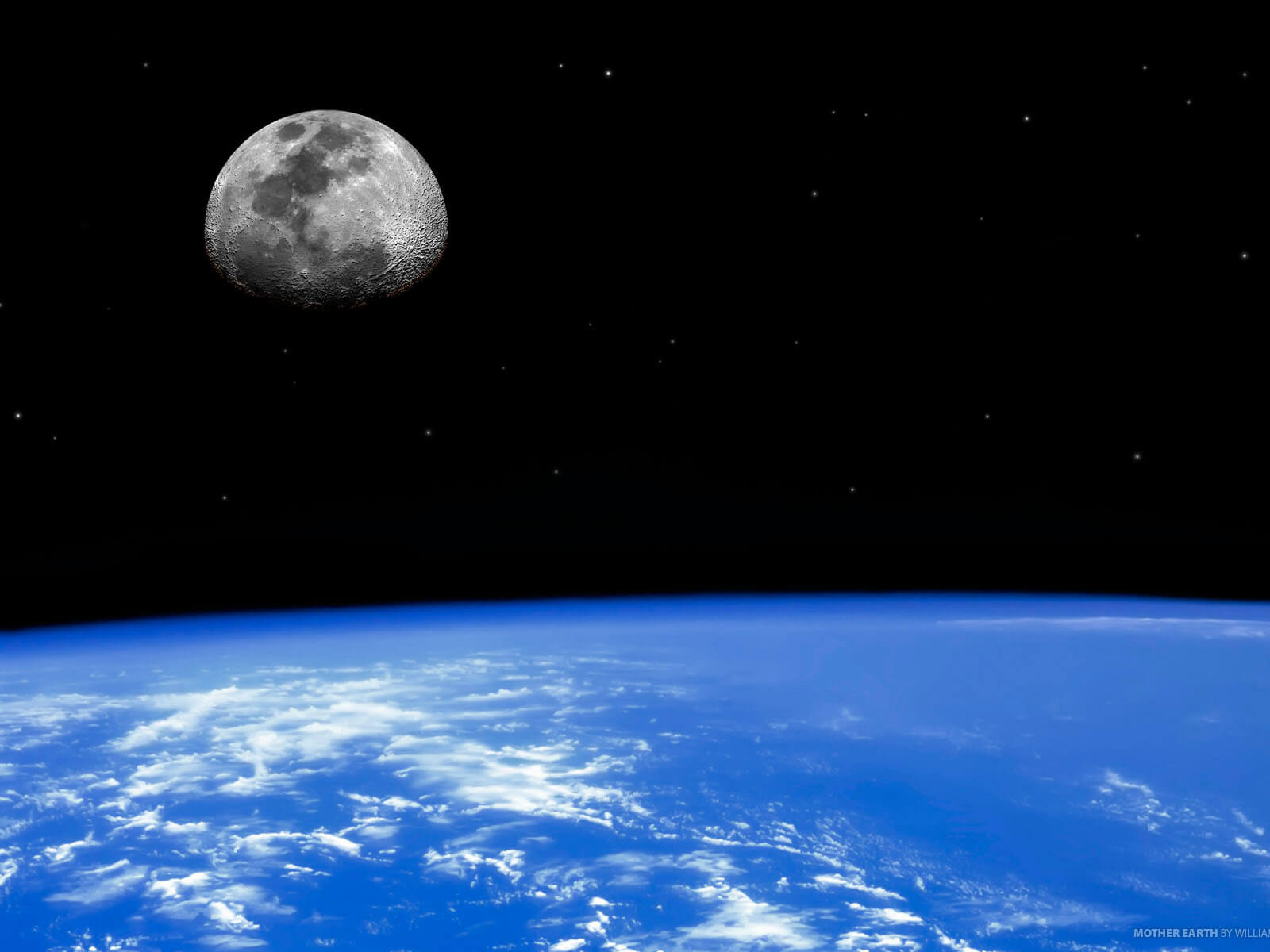 Moon and Earth horizon view