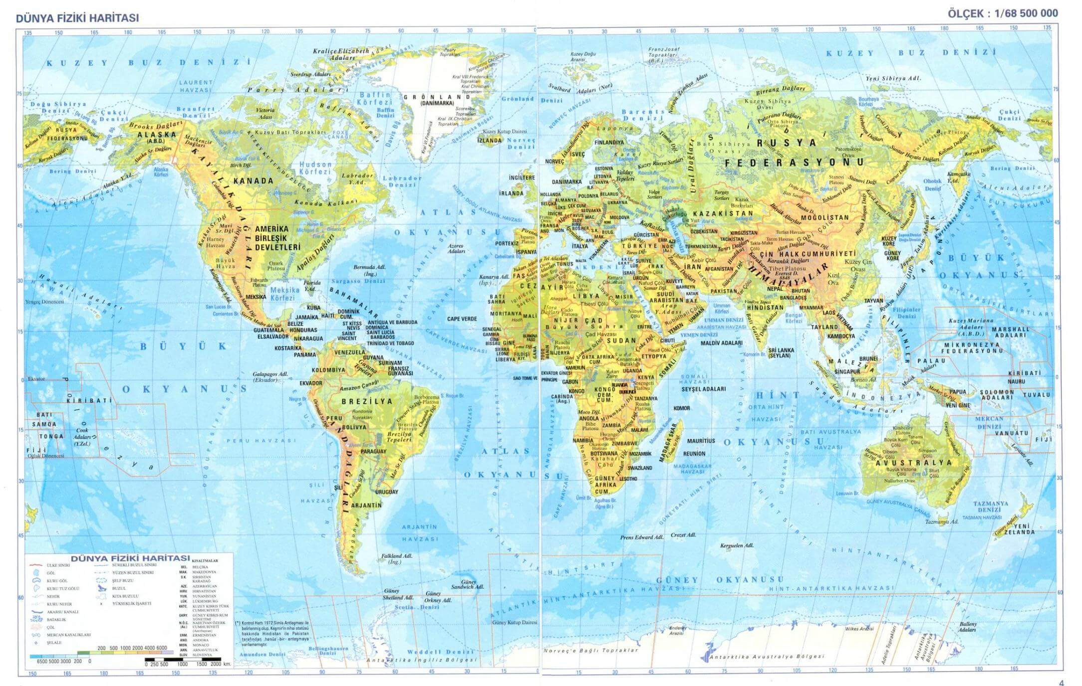 Physical map of the World