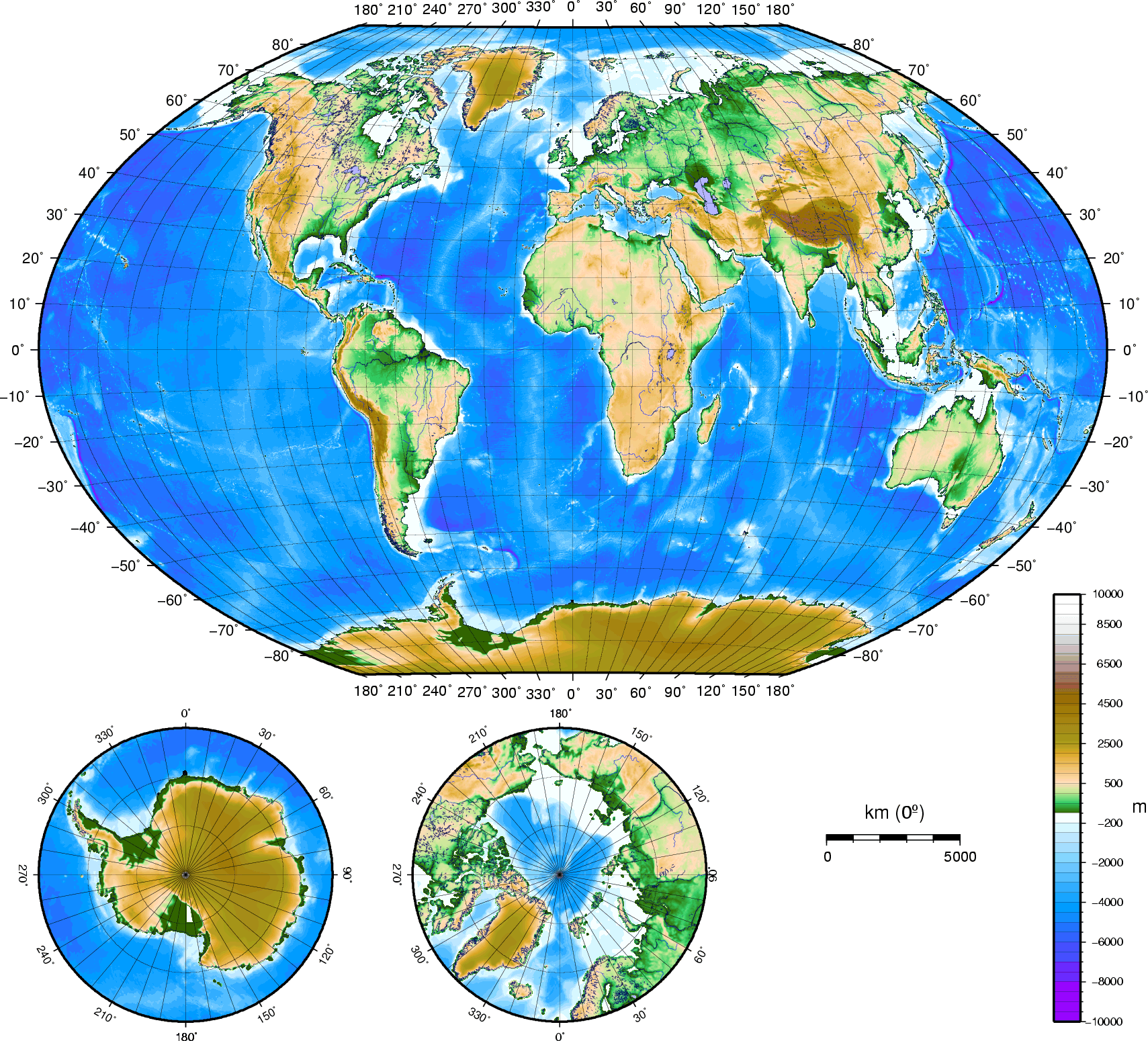 Comprehensive World Maps 21 World altitude elevation map