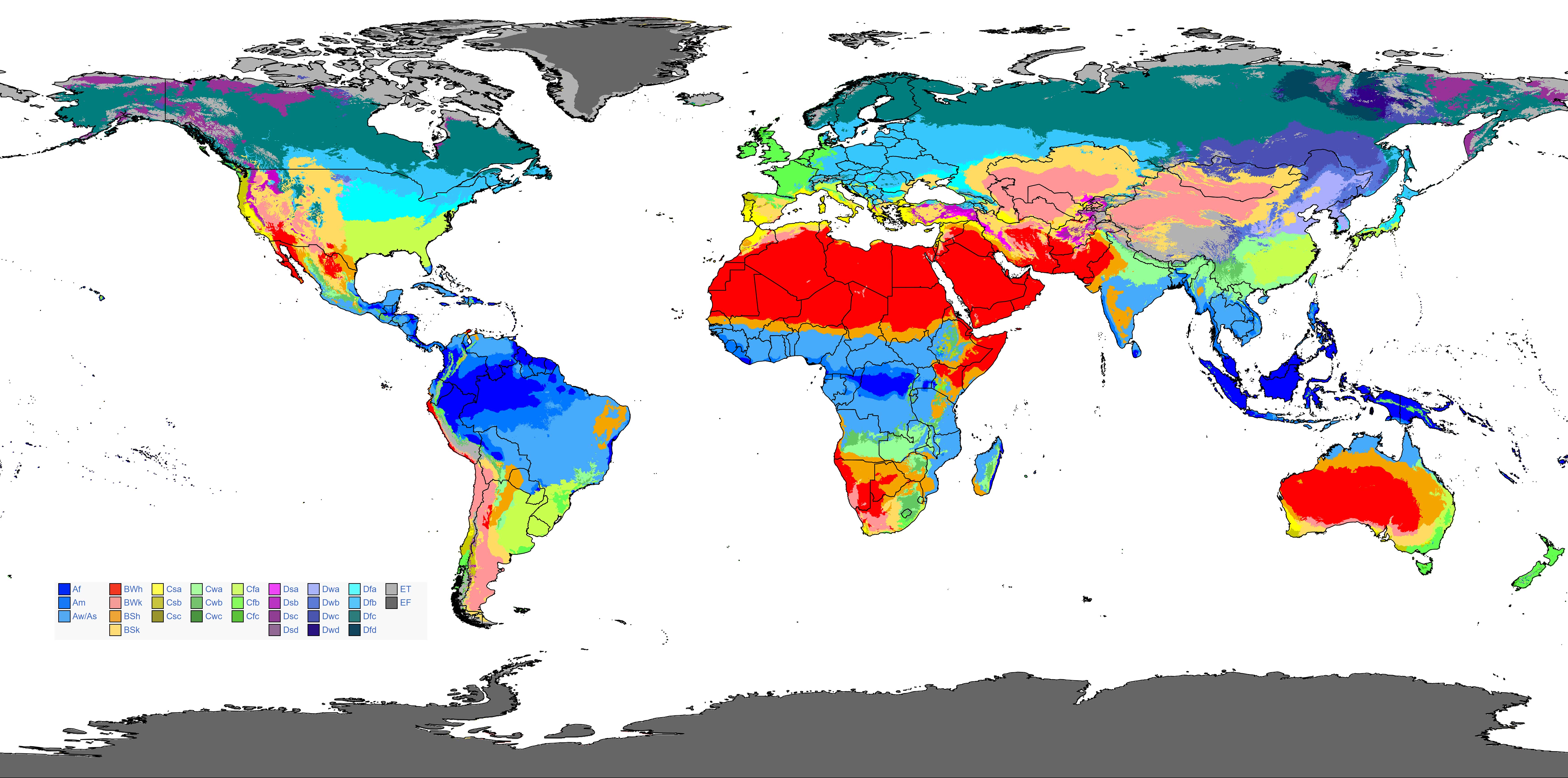 World climate zones map