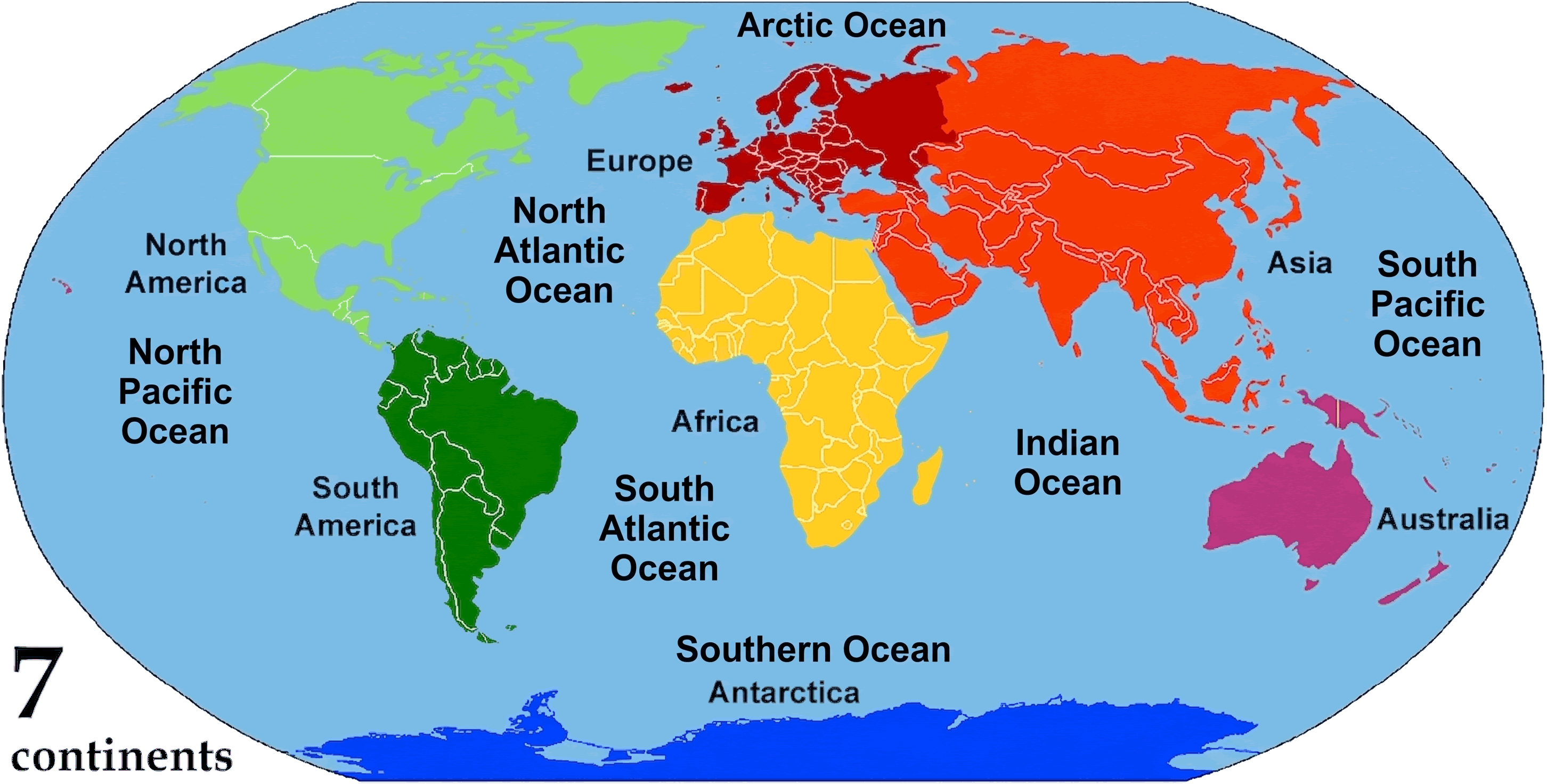 World continents political map