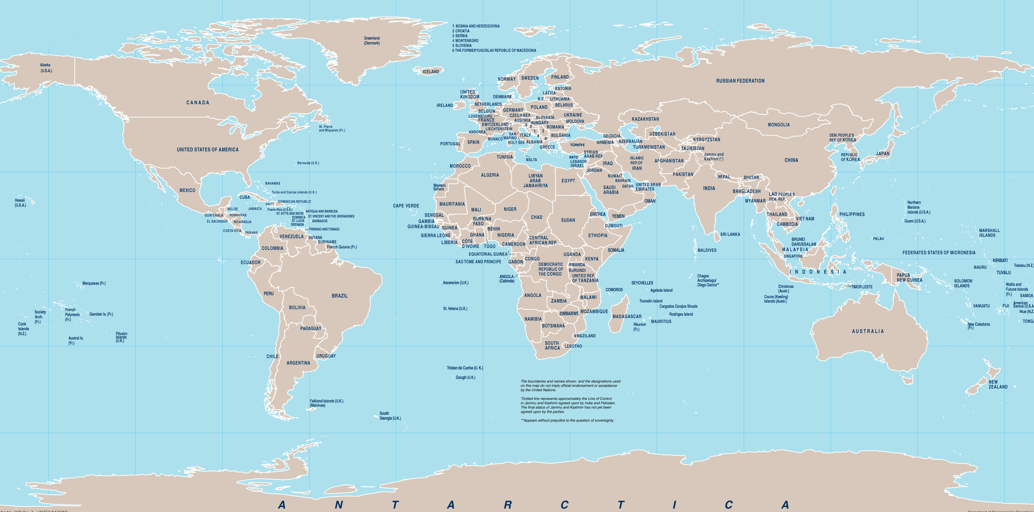 World countries english map