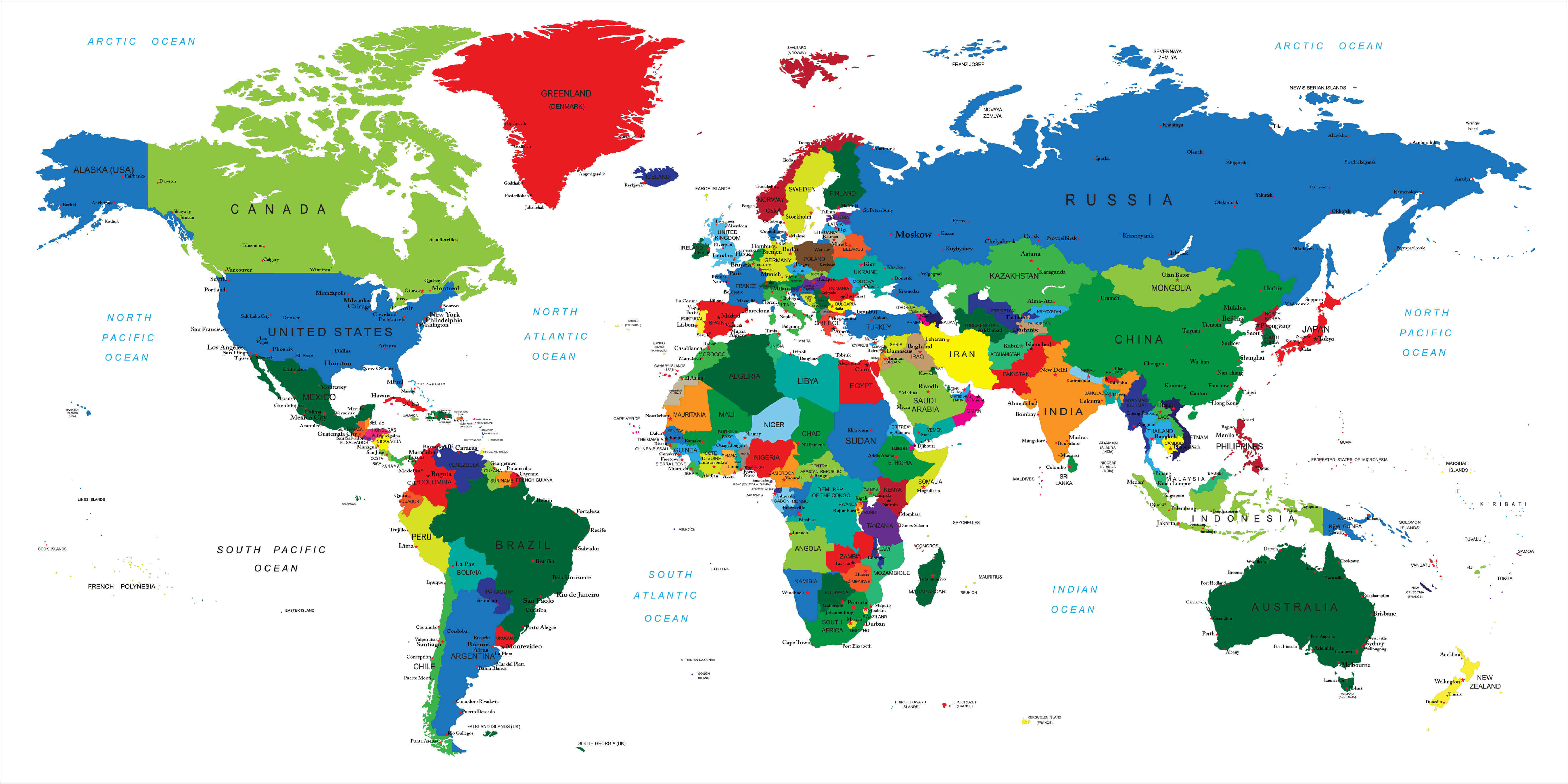 World countries flag boundaries map