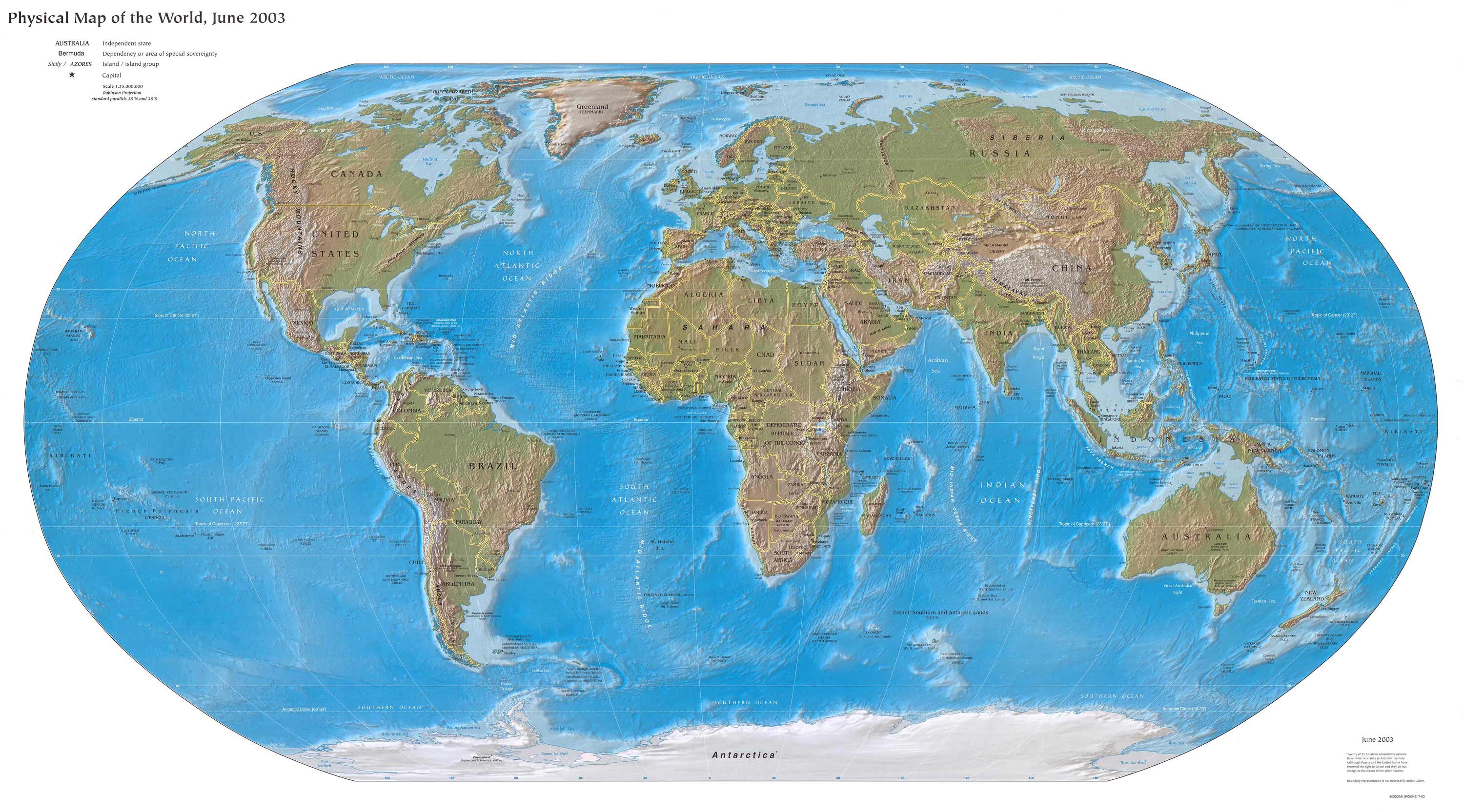 World English physical map