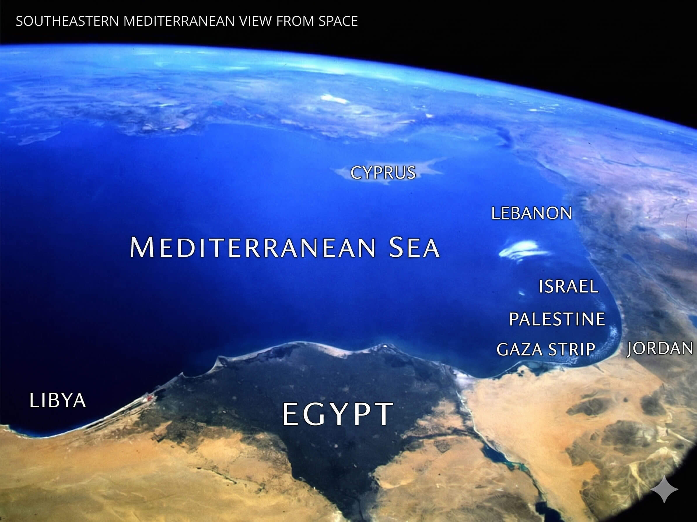 World from space Egypt Cyprus view