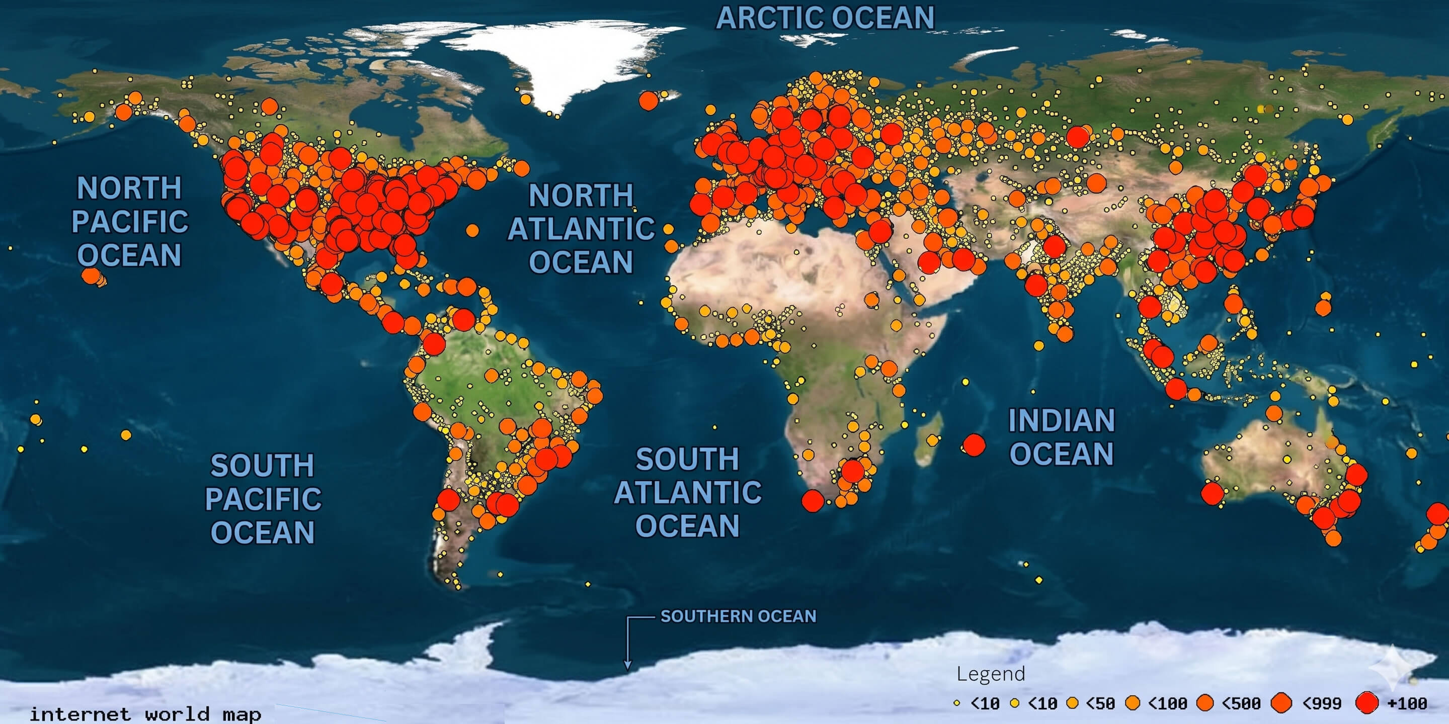World internet usage map