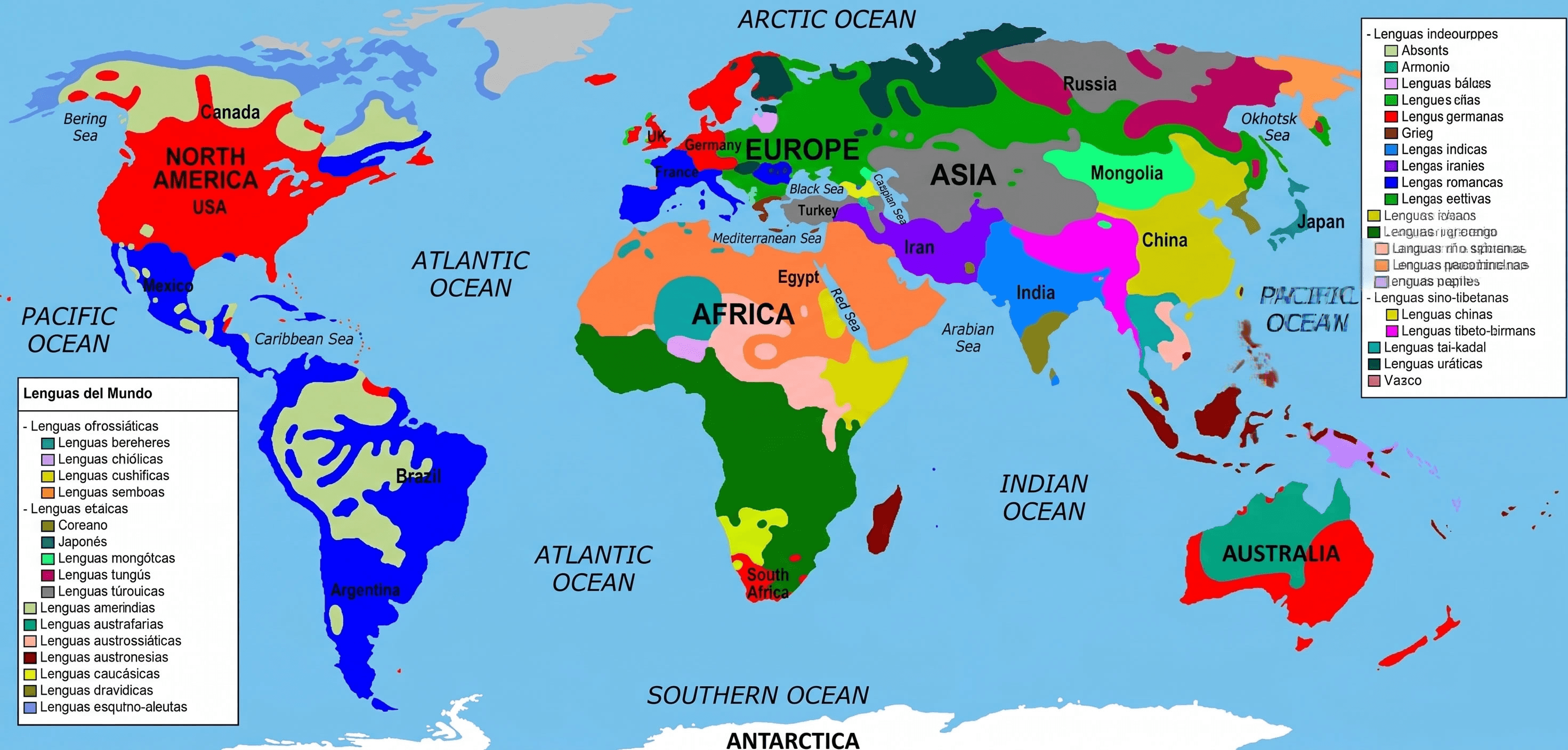 World languages distribution map
